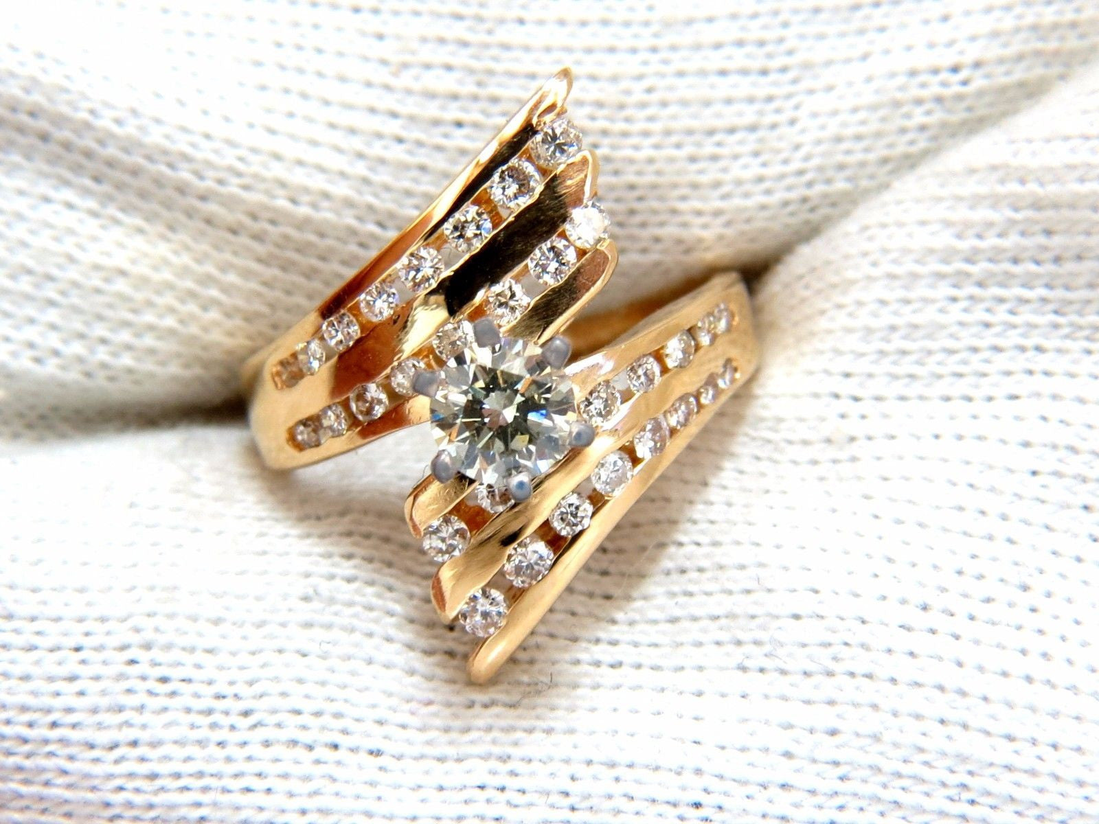 1.08ct Diamond Channel Bypass Cocktail Ring in 14K Gold - Elegant Statement Jewelry for Parties, Weddings & Special Occasions