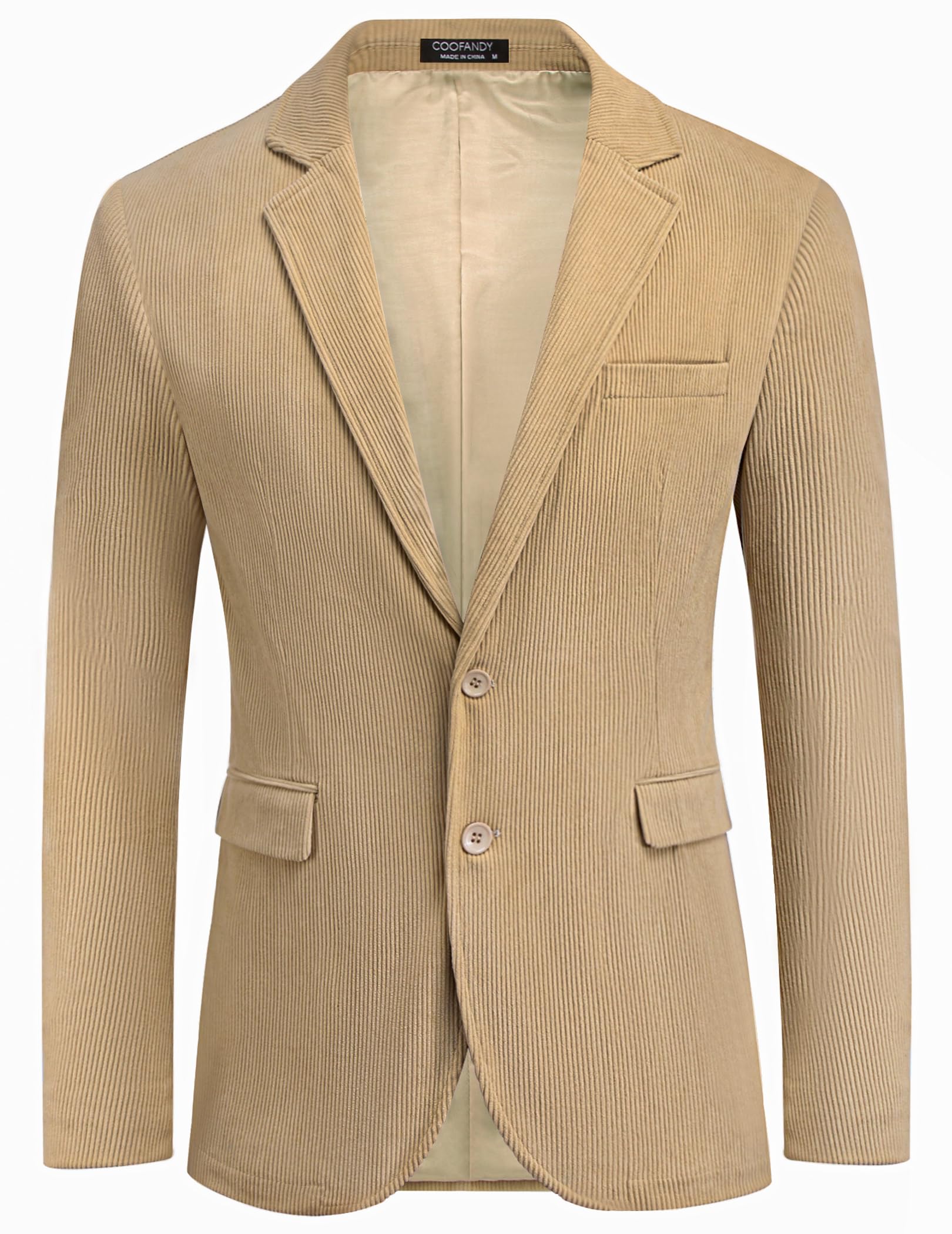 COOFADNY Men's Casual Corduroy Blazer Jacket - Classic Fit Two Button Sport Coat with Notch Lapel | Perfect for Office, Wedding & Business Casual Outfits