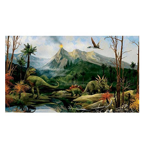 RoomMates Rail Prepasted Mural Ultra-Strippable Dinosaur Wallpaper - 6' x 10.5' - Easy Peel & Stick Decor for Kids' Bedroom, Playroom, or Nursery