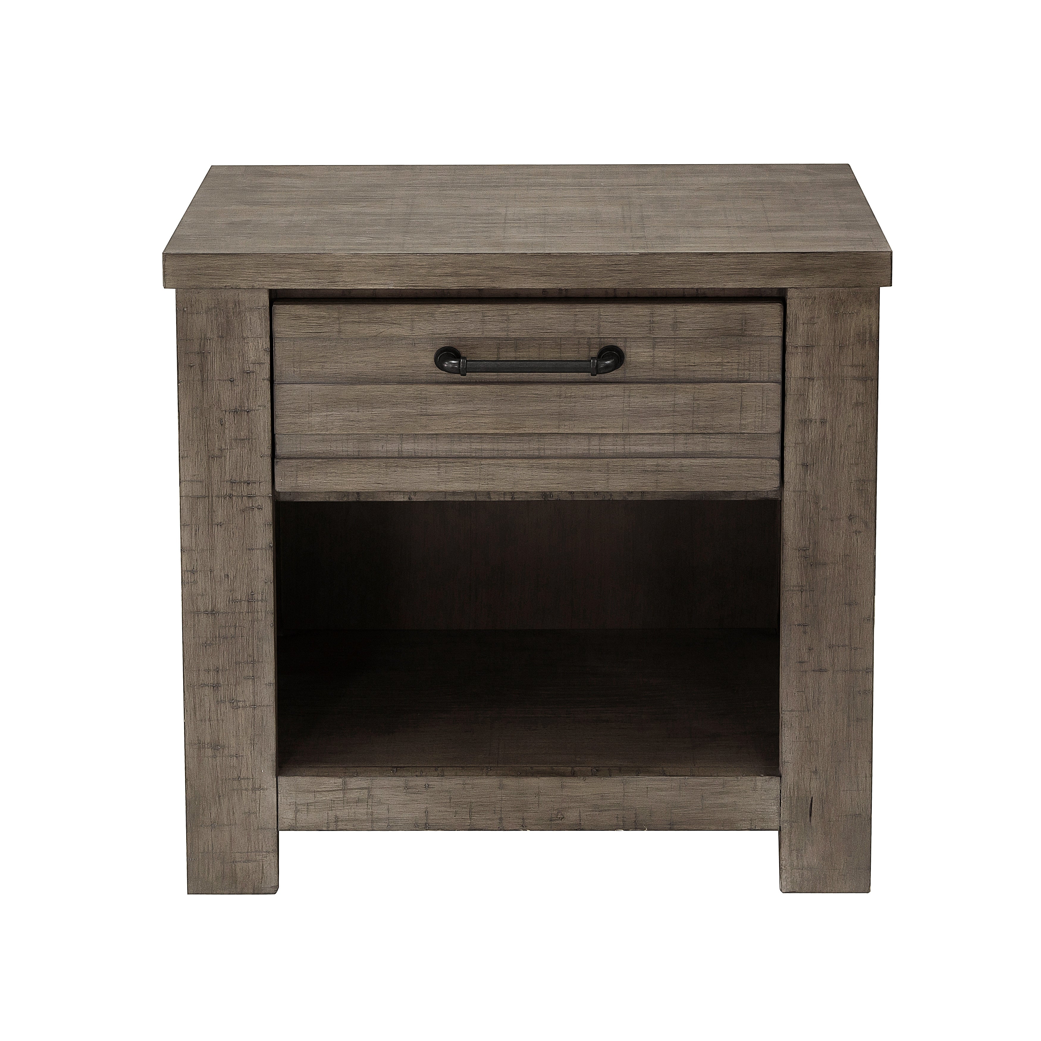 Sedona Transitional Medium Gray Wood Nightstand with Drawer - Stylish Bedside Table for Bedroom, Living Room, or Office Storage