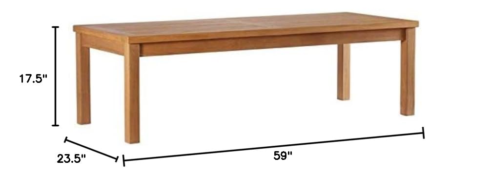 Natural Teak Wood Patio Coffee Table - Outdoor Furniture for Garden, Deck, Poolside & Backyard Relaxation