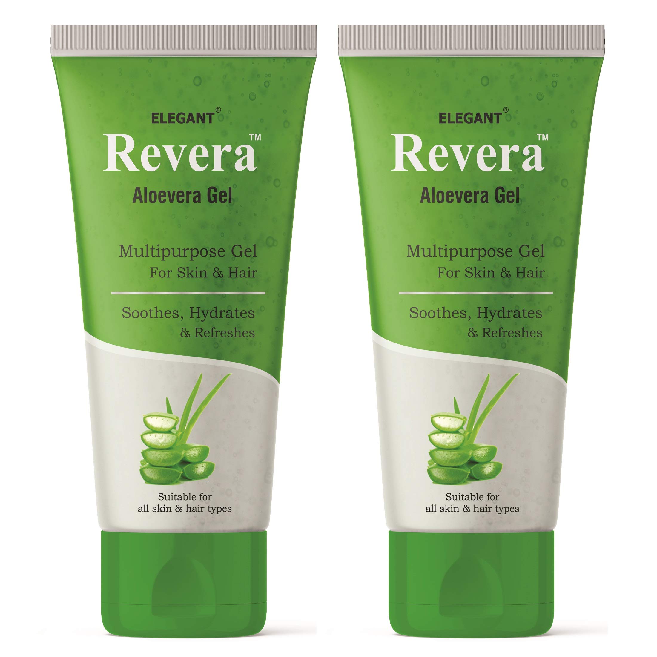 Revera Multi-Purpose Aloe Vera Gel for Face & Hair - 100g Pack of 2 | Soothes, Hydrates & Refreshes Skin | All Skin & Hair Types | Perfect for Sunburn Relief, After-Sun Care, Hair Mask & Daily Moisturizing