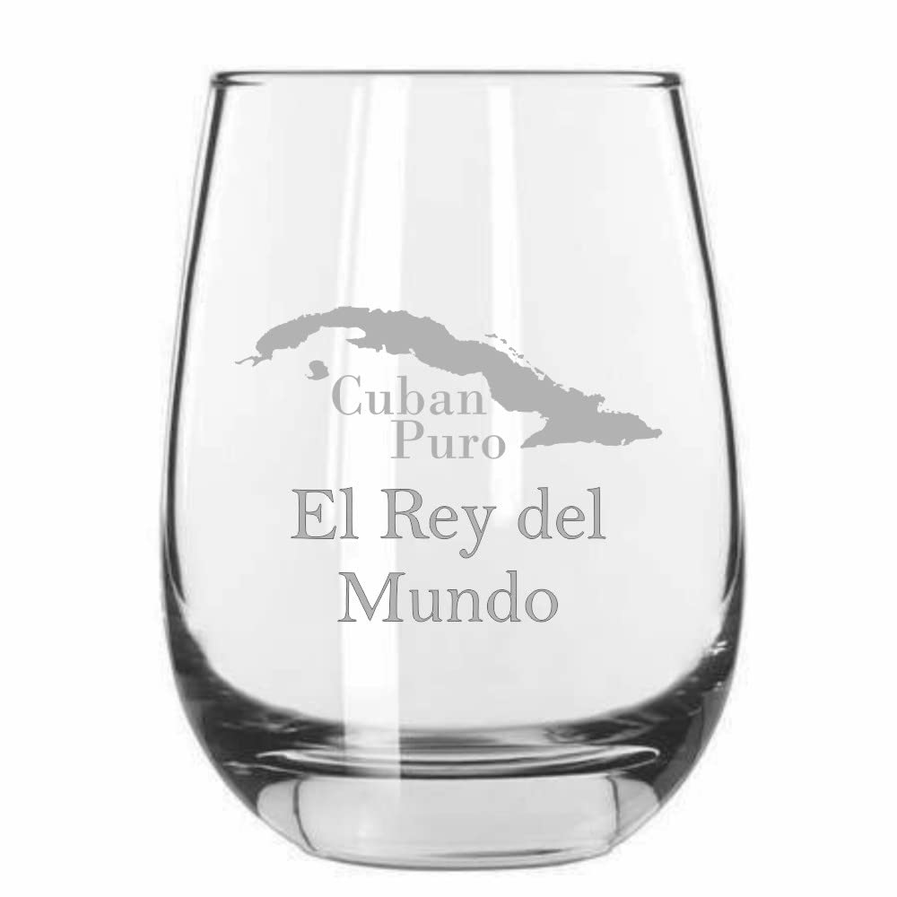 Cuban Cigar Themed Wine Glass - 15.25oz Stemless for Wine Lovers & Gifts