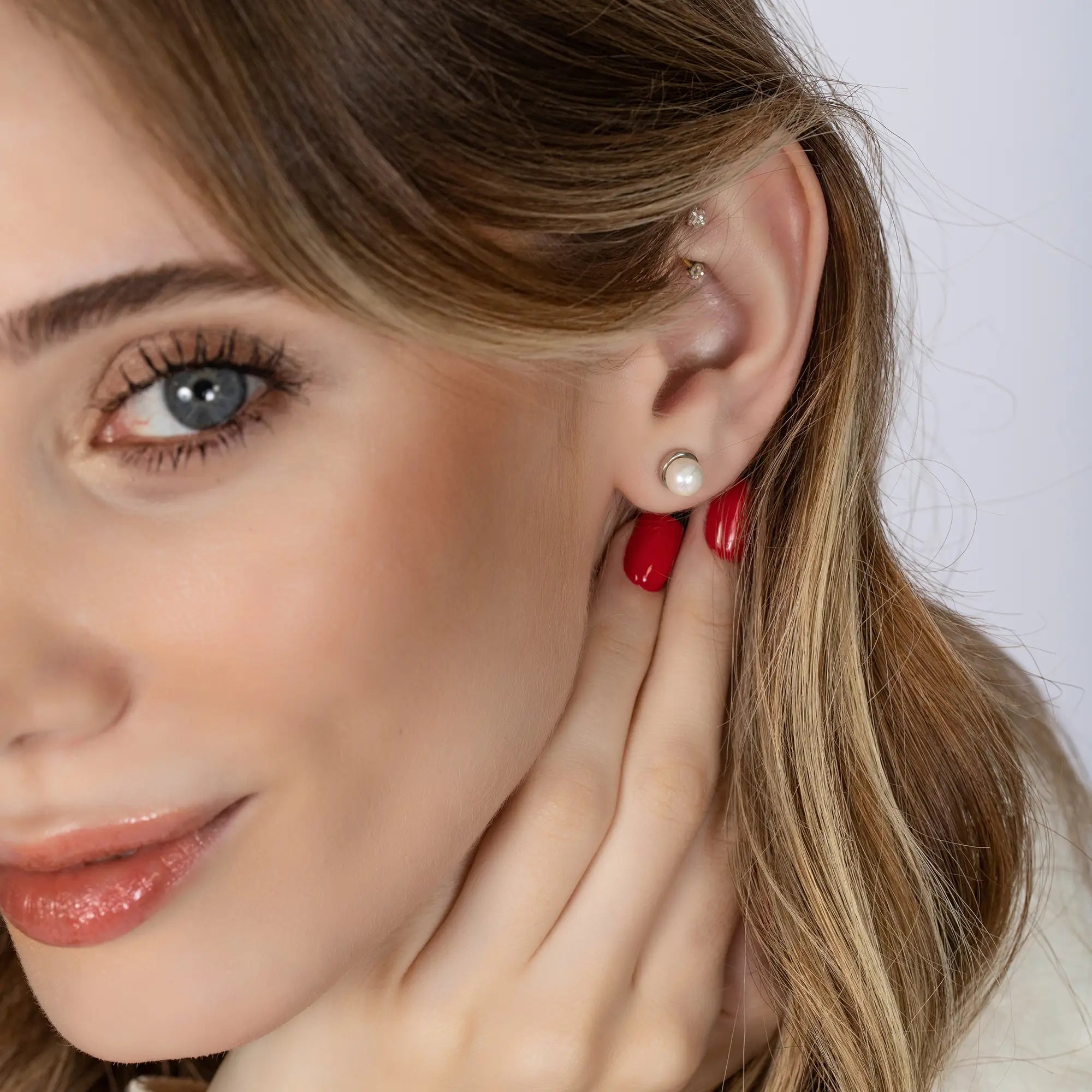 Pearl Stud Earrings for Women - Classic White Freshwater Pearl Earrings with Sterling Silver Post - Perfect for Weddings, Parties & Everyday Elegance