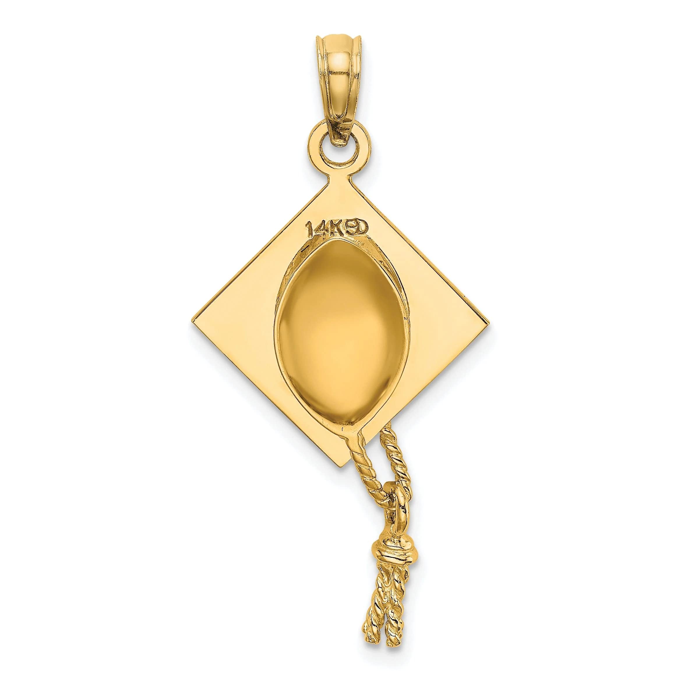 14K Yellow Gold Graduation Cap Charm Pendant - Elegant Jewelry Gift for Graduates, Students & Teachers - Perfect for Commencement, Achievement Celebrations & School Spirit