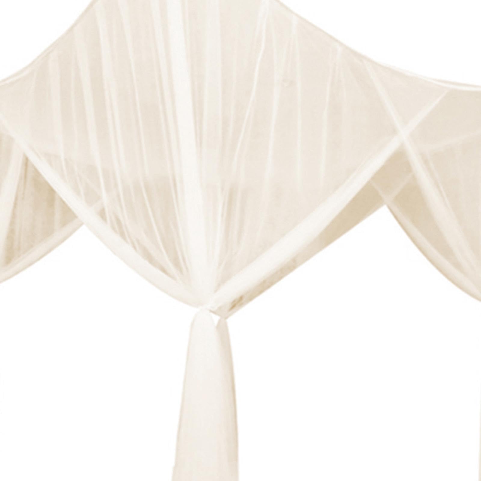 BESGA 4 Corner Post Bed Canopy Net - Elegant Hanging Bed Tent for Kids & Adults - Beige Bed Curtains for Girls' Rooms & Home Decor - Perfect for Nursery, Bedroom & Sleepovers