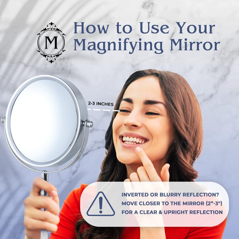 10X Magnifying Makeup Mirror with Stand - Double Sided 10X/1X Magnification, 7