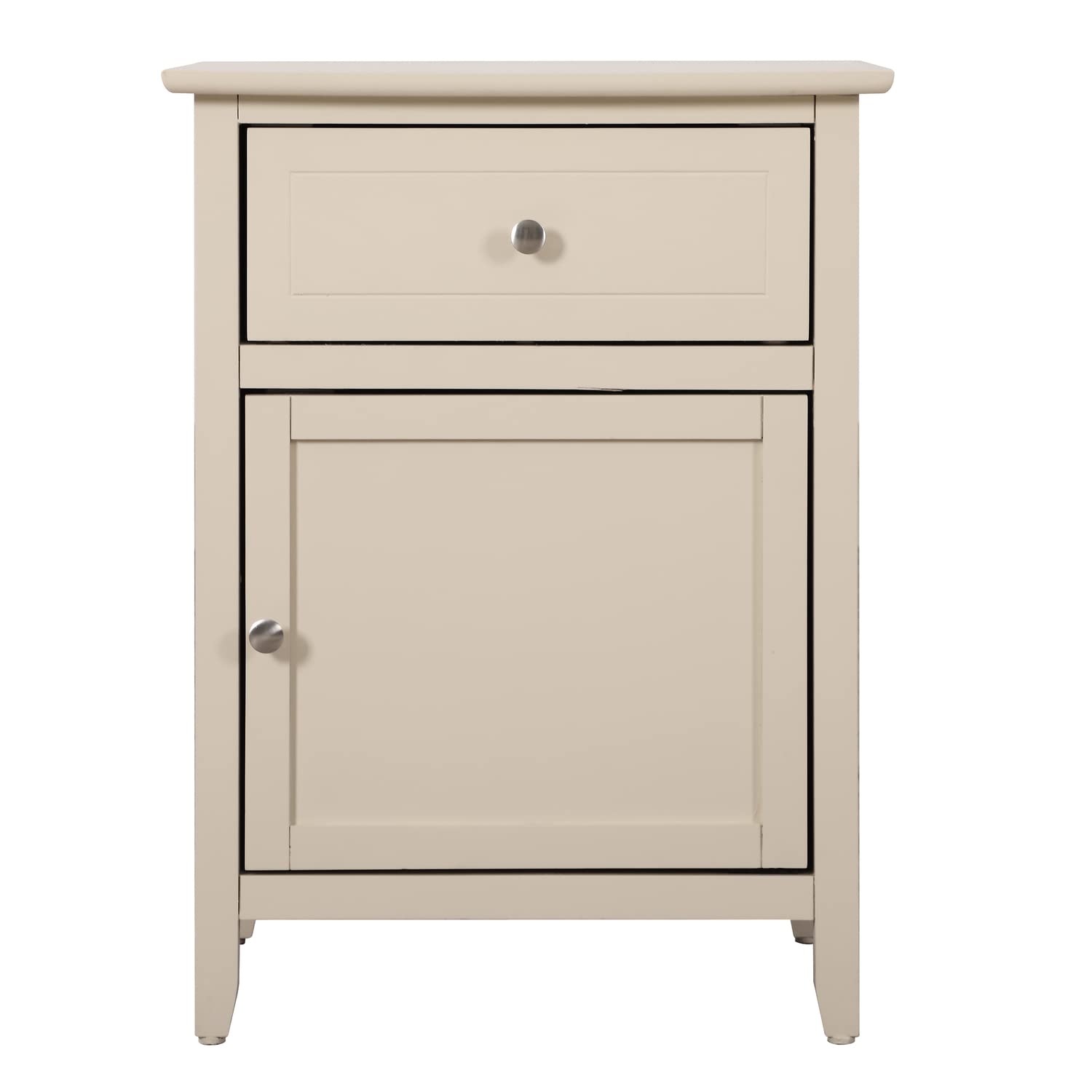 Lzzy 1-Drawer Beige Nightstand - 25