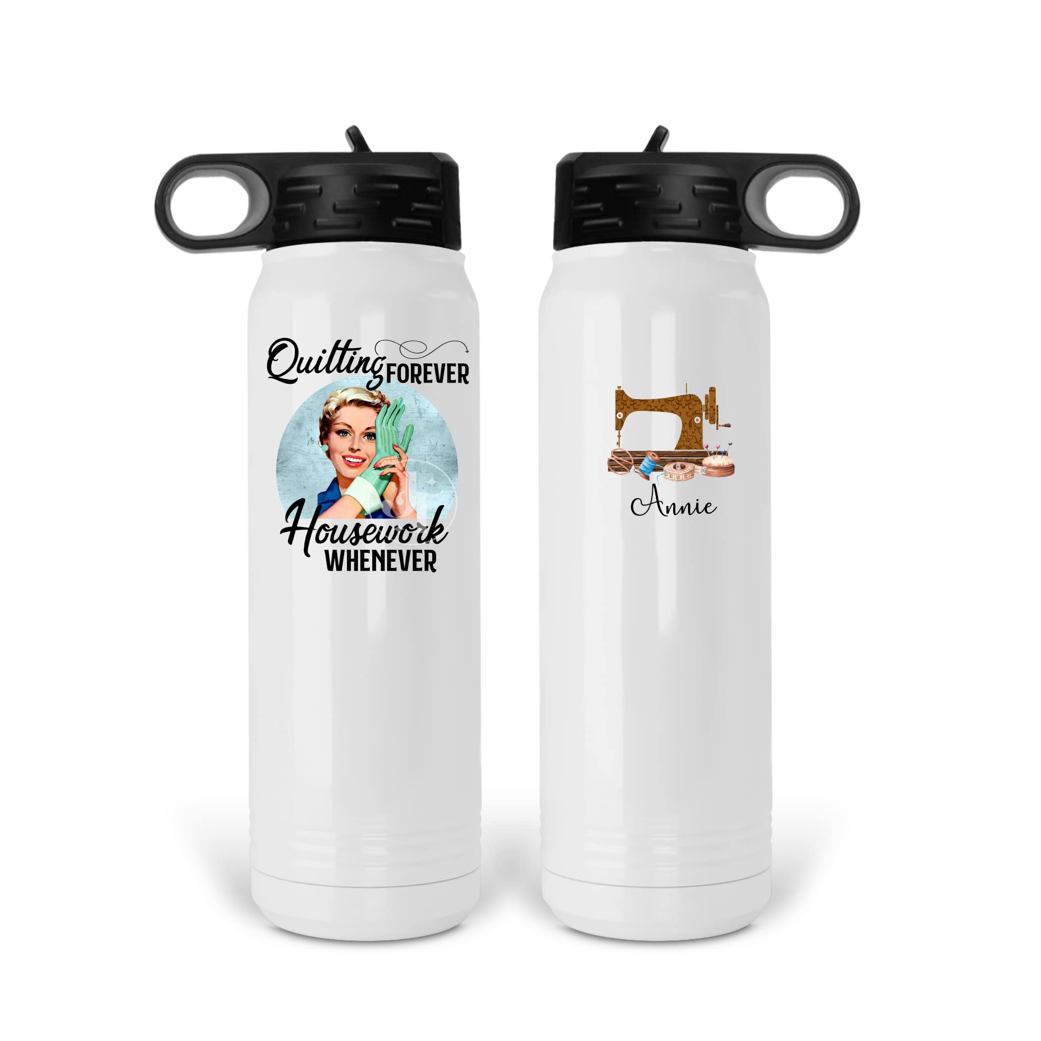 Funny Personalized Quilting Mugs & Tumblers - 'Quilting Forever, Housework Whenever' Design - Perfect for Quilters, Crafters & Coffee Lovers - Great Gift for Holidays, Birthdays & Craft Room Decor