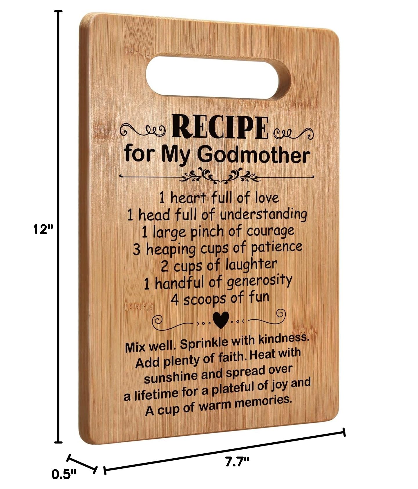 Best Godmother Cutting Board - Unique Mother's Day & Birthday Gift for Godmom from Godchild - Personalized Kitchen Gift for Cooking, Baking & Home Decor