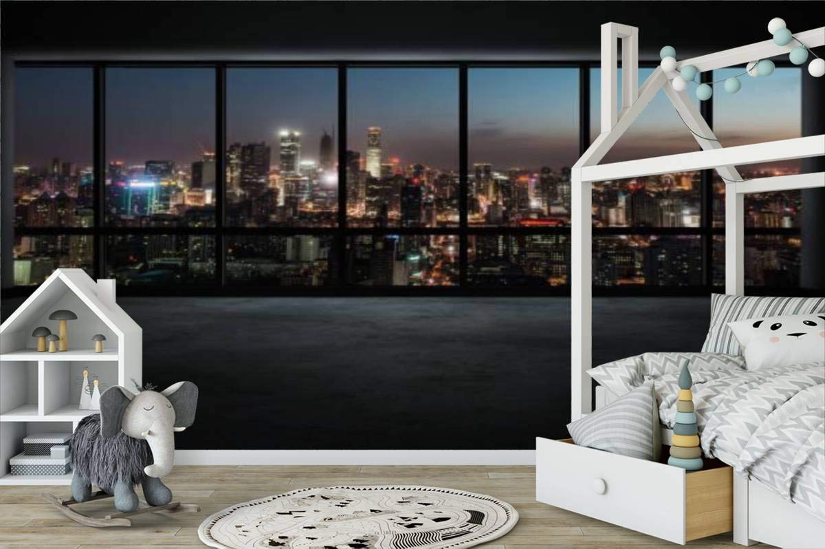 3D Wallpaper Cityscape Night View - Self-Adhesive Peel and Stick Wall Mural for Bedroom, Living Room, Dorm Decor - Easy to Apply on Walls, Ceiling & Wardrobe - Perfect for Modern Home & Office Interior Design
