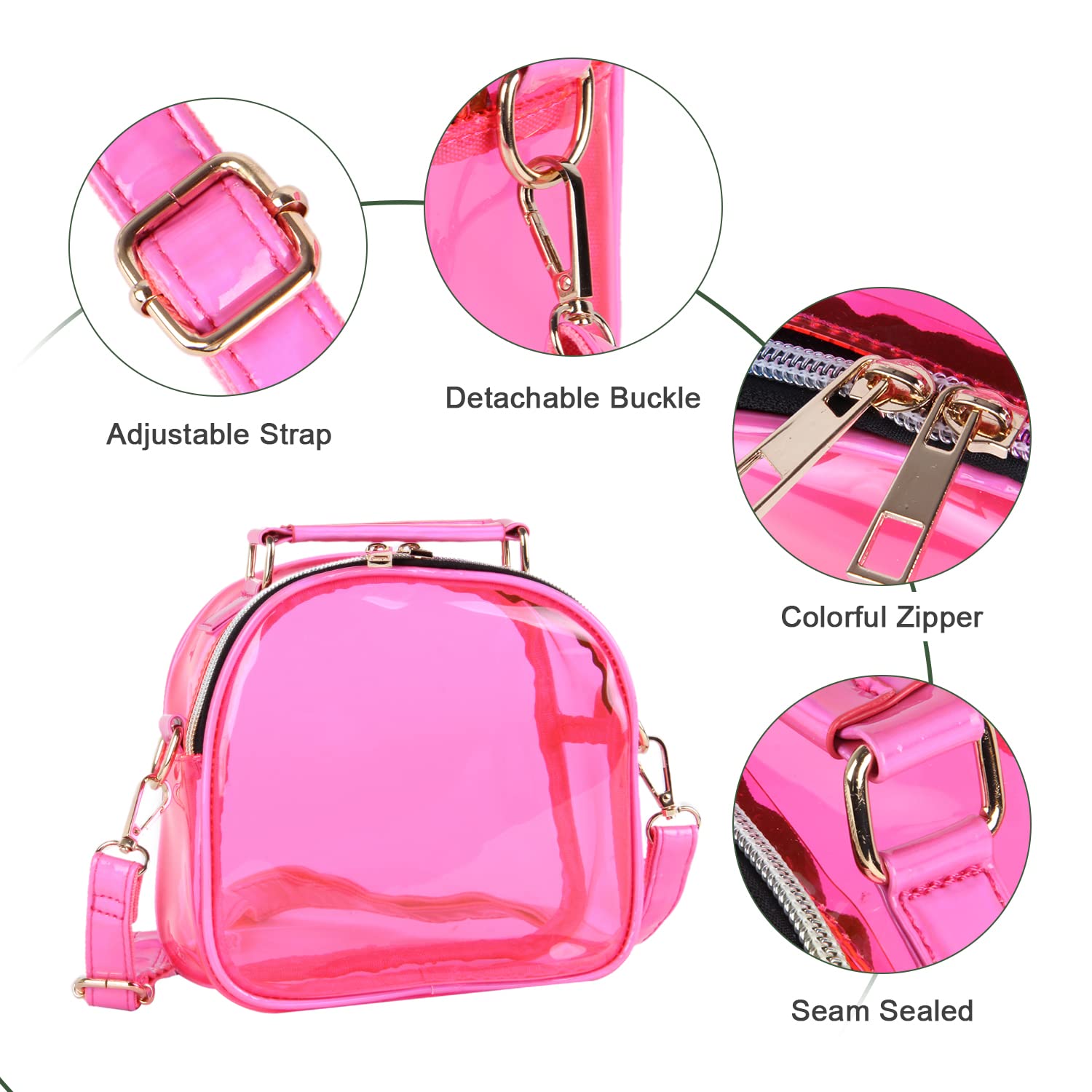 Oweisong Clear Crossbody Purse for Women - Neon Transparent Jelly Handbag, Stadium Approved See-Through Bag, Perfect for Concerts, Sports Games & Festivals
