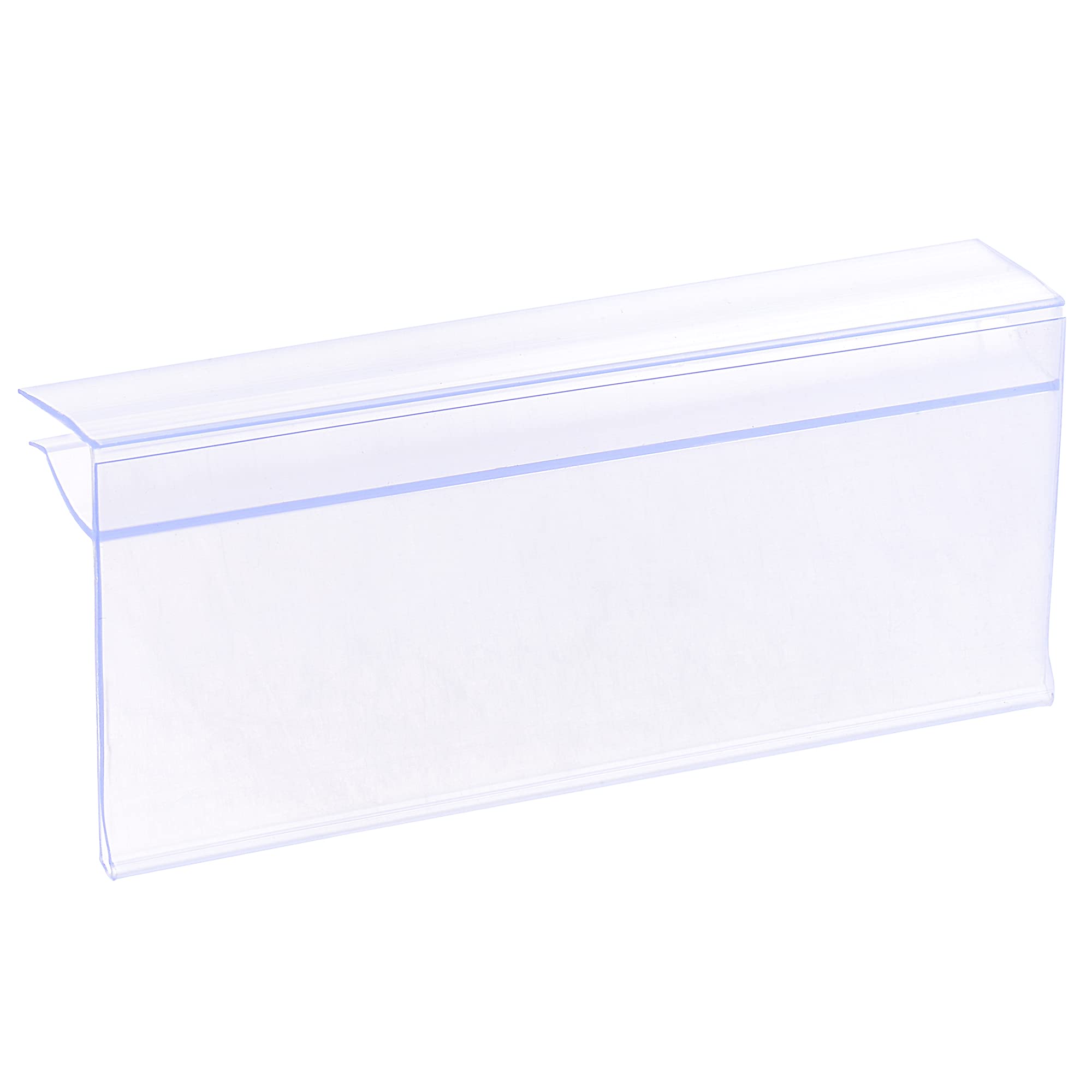 Meccanixity Clear Plastic Label Holder 100x42mm for 4-8mm Glass Shelves - Pack of 30 | Perfect for Retail Stores, Pantry Organization & Product Labeling