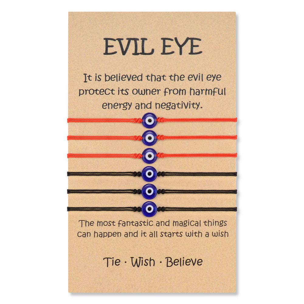 6 Pcs Evil Eye Bracelet Set for Women & Men - Adjustable Lucky Protection Bracelet & Anklet - Spiritual Gift for Teens - Perfect for Daily Wear, Travel & Good Luck Charms