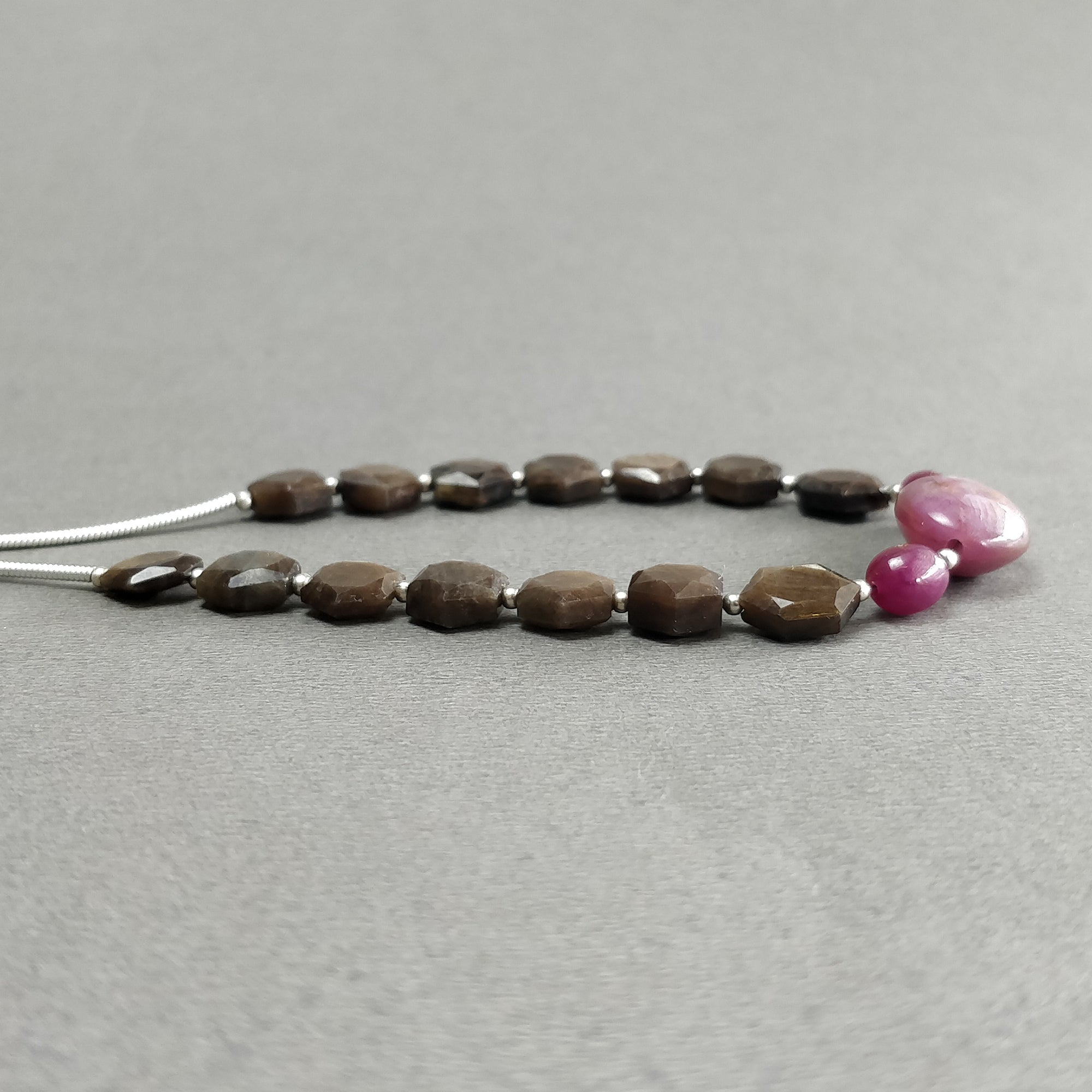 Natural Chocolate Sapphire & Star Ruby Gemstone Cabochon Loose Beads - 41.40cts Hexagon & Oval Shape (7x6mm to 14x11mm) for Jewelry Making, DIY Crafts, Beading Projects - Perfect for Necklaces, Bracelets, Earrings & Boho Style Accessories