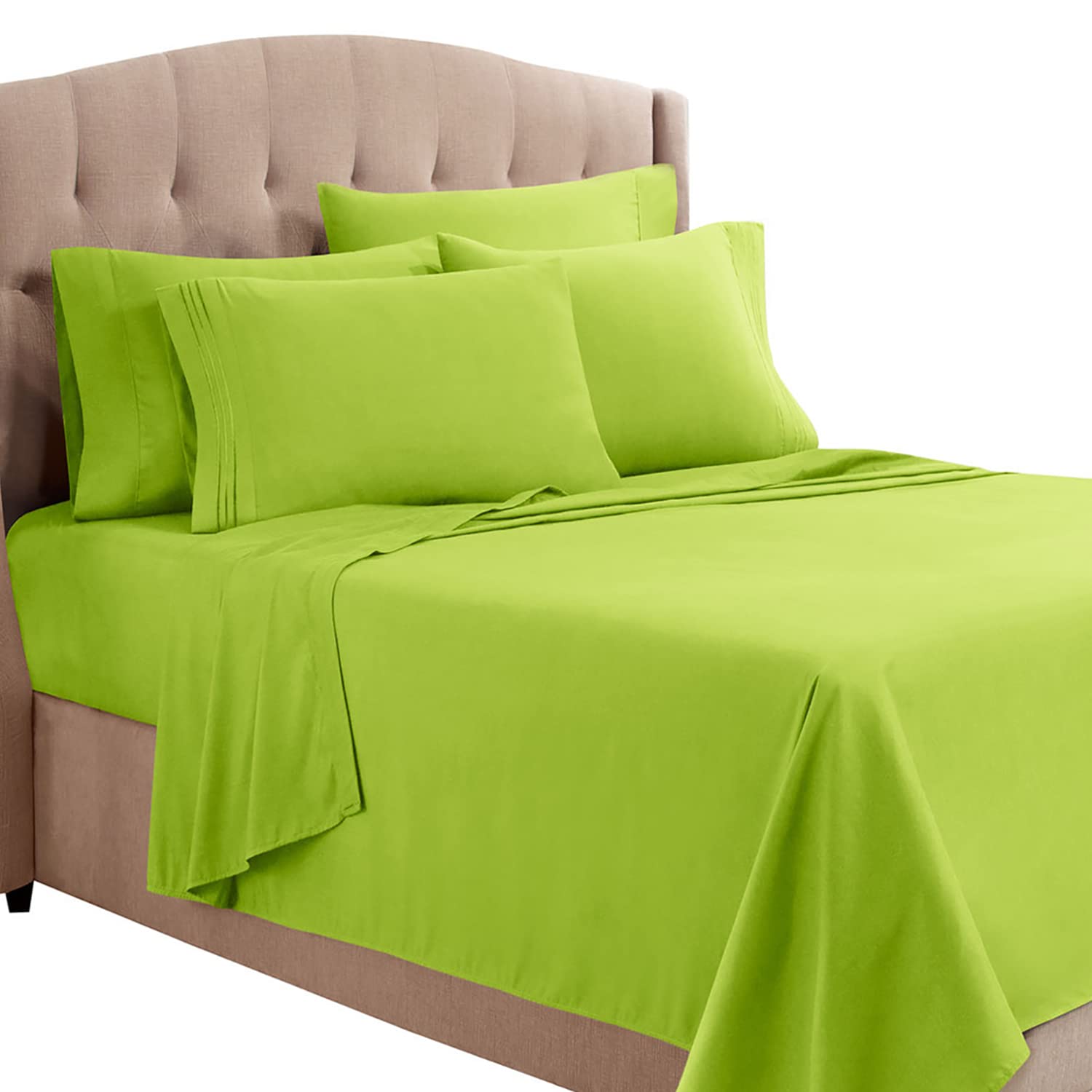Clara Clark Twin XL Sheet Set, 5-Piece Hotel Luxury Bedding - Super Soft Microfiber Sheets & Pillowcases for Twin XL Beds (Garden Green) - Perfect for Dorms, Guest Rooms & Cozy Bedroom Upgrades