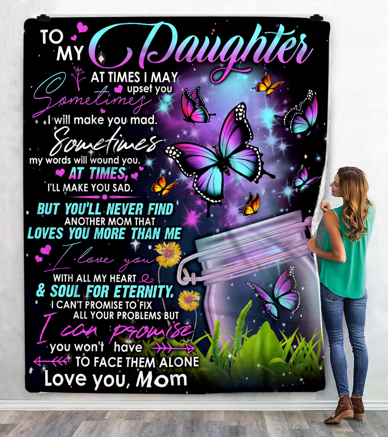 Personalized Butterfly Throw Blankets - Custom Name Blanket Gift for Daughter, Son, Granddaughter, Grandson from Mom, Dad, Grandma, Grandpa | Birthday Present, Cozy Bedding for Nursery, Living Room & Outdoor Picnics