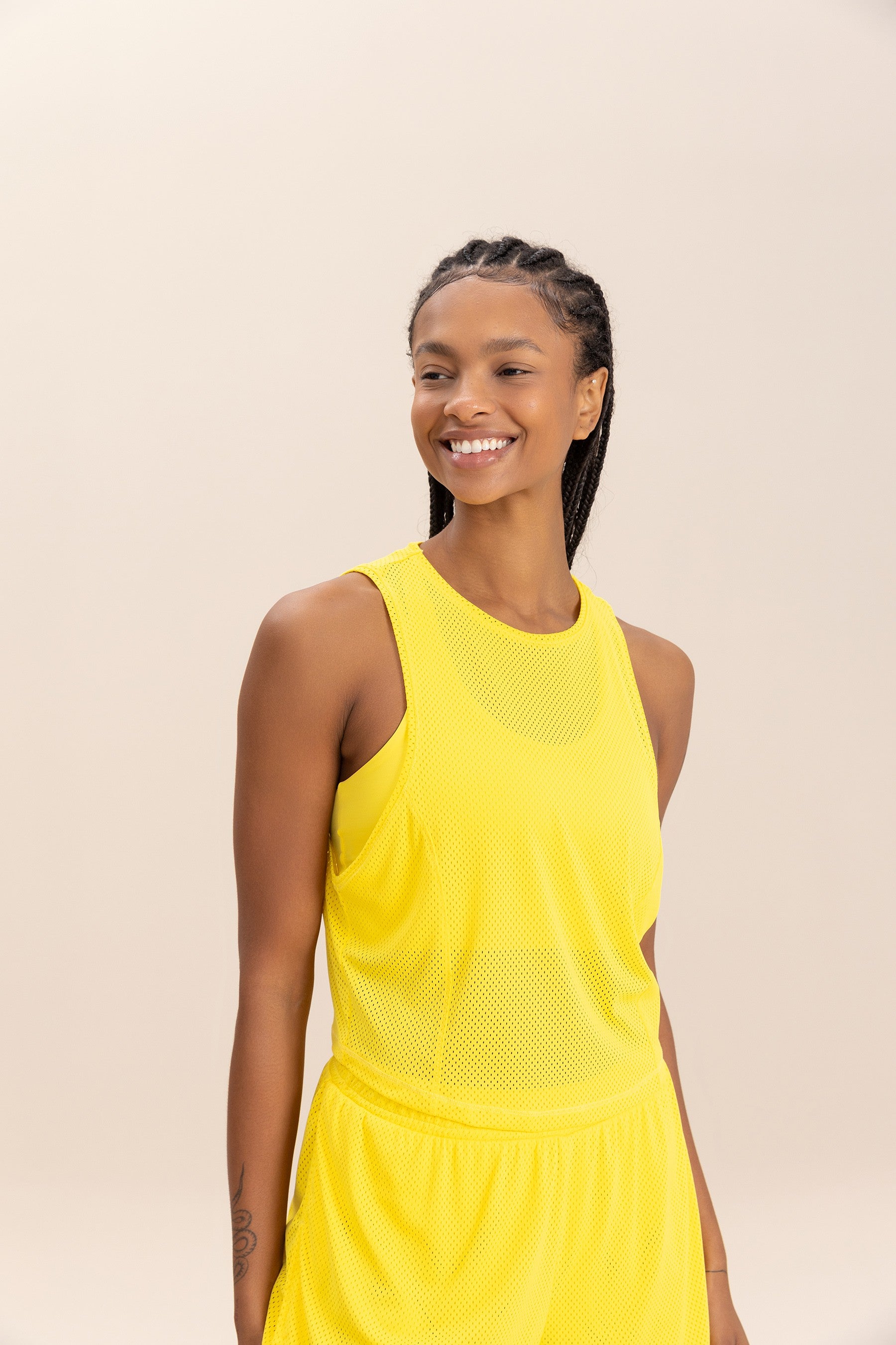 Cross Net Cropped Tank Top for Women - Breathable Mesh Summer Workout Top - Gym, Yoga, Running & Beachwear