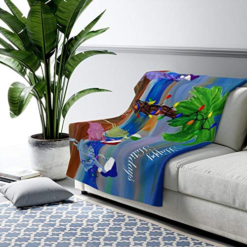 Christmas Flamingo Sherpa Throw Blanket 50x60 Inches - Soft Holiday Tree Decor Blanket for Cozy Winter Nights, Xmas Gifts & Home Decor