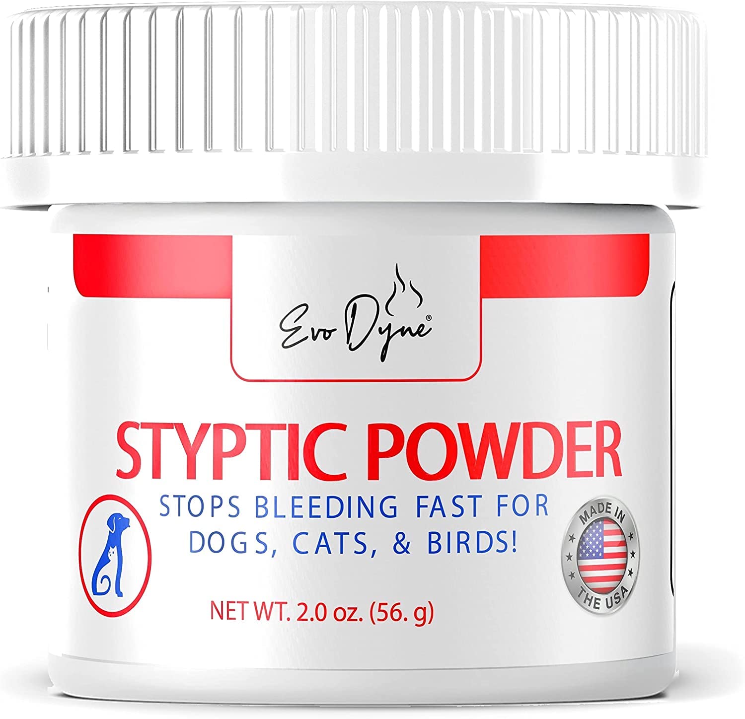 Evo Dyne 2-Pack Styptic Powder for Dogs, Cats & Birds (2 oz) | Fast-Acting Pet Blood Stop Powder | Quick Stop Bleeding Solution for Nail Clipping, Grooming, Cuts & Wounds | Perfect for Home Pet Care & Emergency First Aid