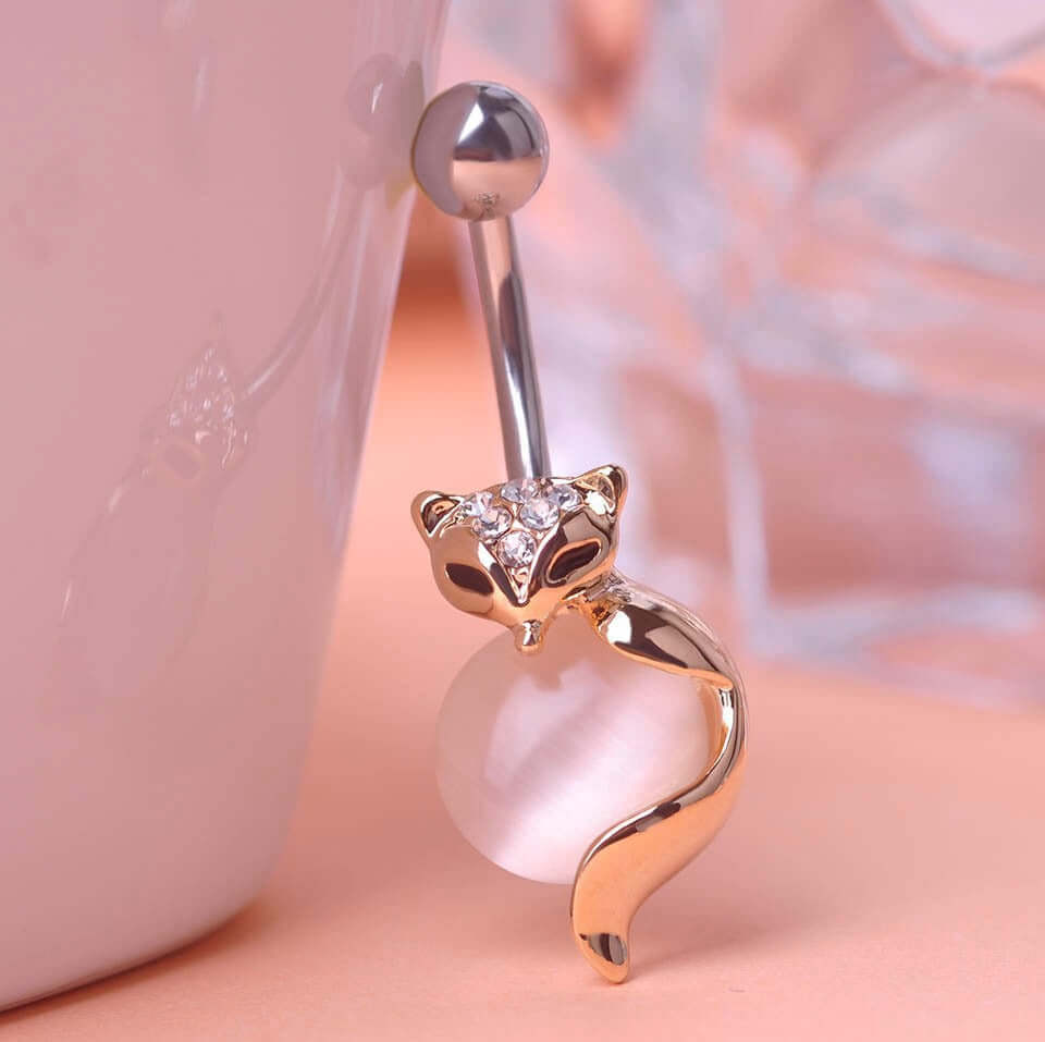 Stylish Fox Belly Button Rings - 316L Surgical Steel Navel Piercing Jewelry for Women | Perfect for Parties, Beach Outings & Everyday Wear