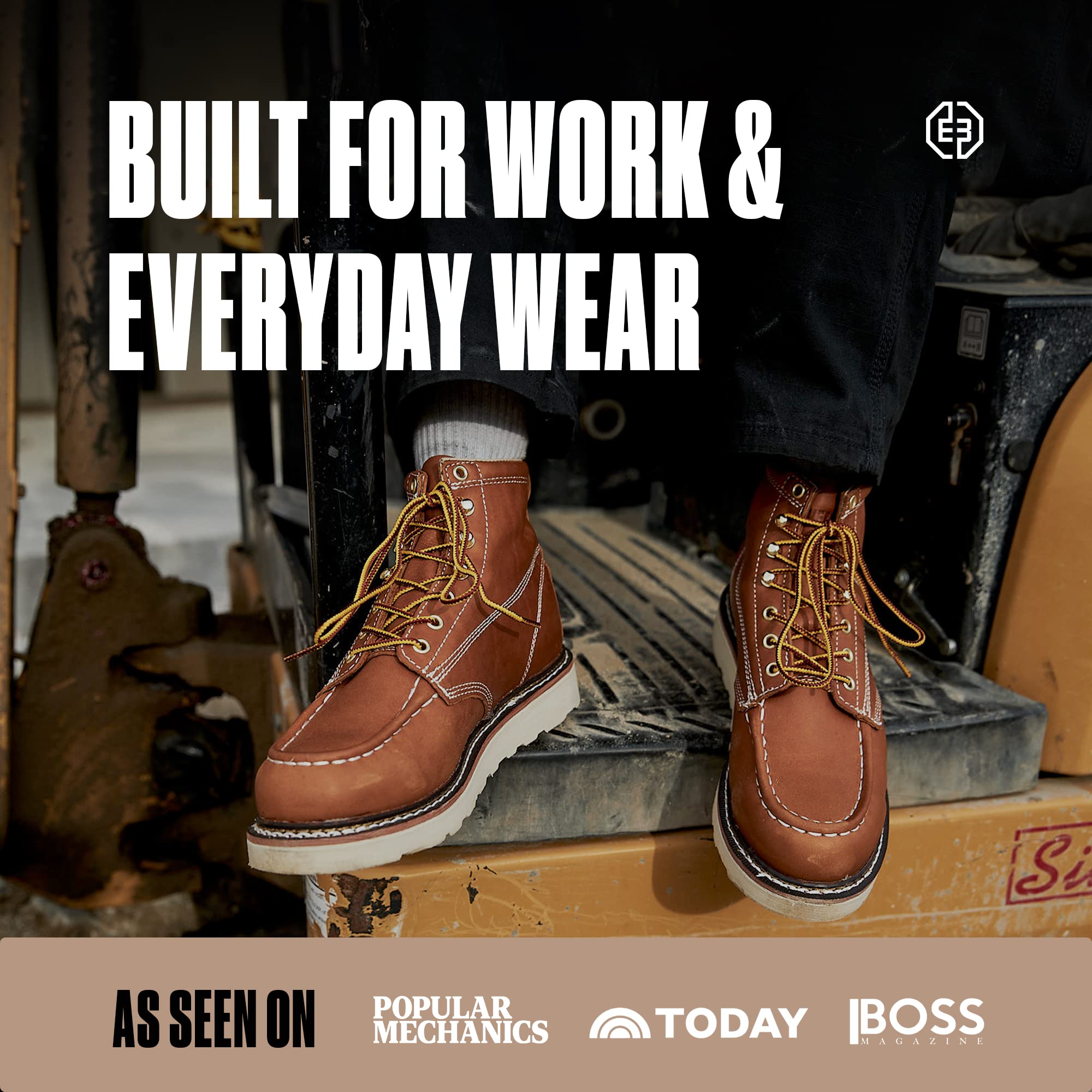 EverFit Lightweight Men's Work Boots - Anti Slip, Shock Absorption, Oil Grain Leather with Goodyear Welt - Durable Construction Boots for Electricians, Roofing & Industrial Work - Perfect for Job Sites, Outdoor Labor & Heavy Duty Work Environments