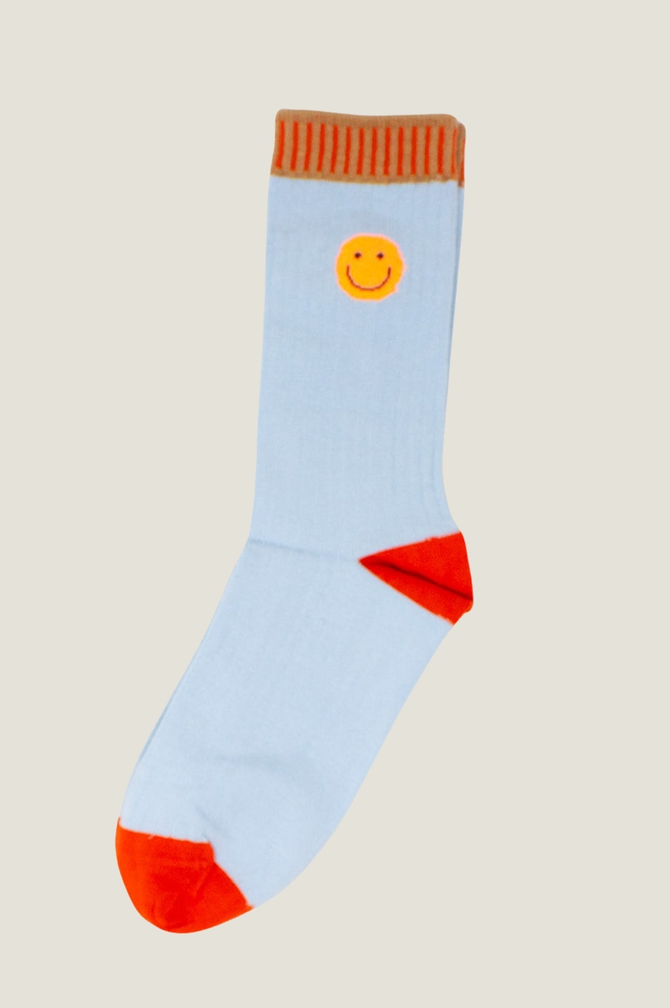 Ribbed Smiley Socks - Grey & Red Striped Fun Novelty Socks for Men & Women - Perfect for Casual Wear, Gifts, and Adding Playful Style to Any Outfit