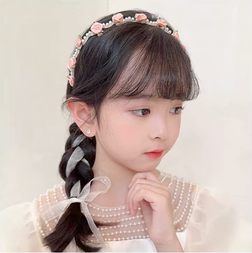 Fashionable Women's Floral Headband with Tassels and Pearl Beads - Elegant Hair Accessories for Women & Girls (Pink) - Perfect for Weddings, Parties and Everyday Wear