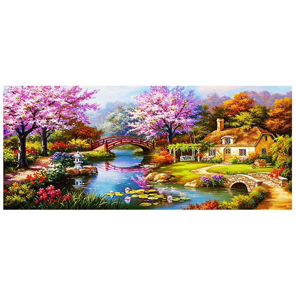 5D DIY Diamond Painting Kit for Adults - Full Drill Dream House Landscape Art Craft (200x90cm/78.7x35.4in) - Home Wall Decor, Stress Relief & Creative Gift for Birthday, Christmas