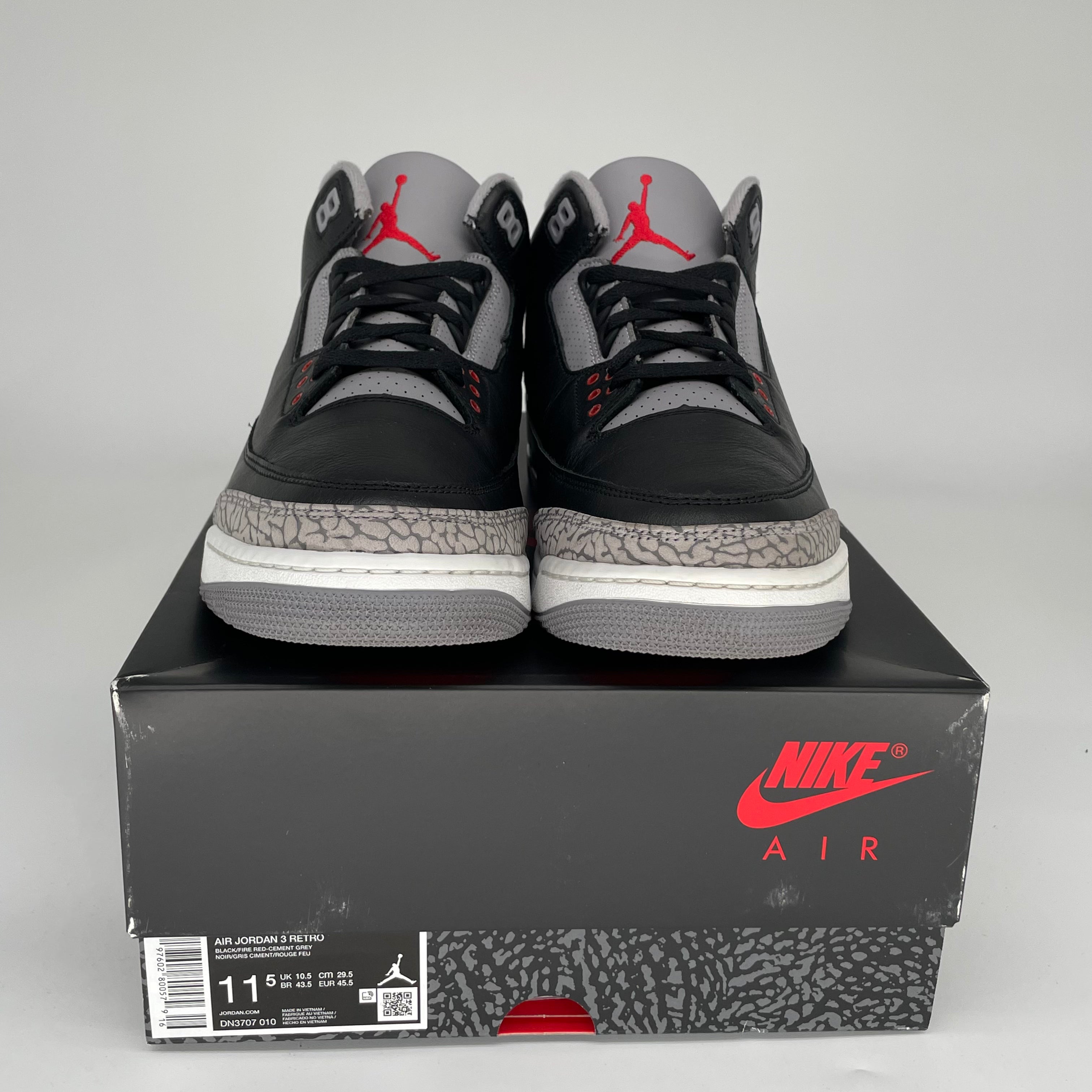Air Jordan 3 Retro 'Black Cement Reimagined' Men's Basketball Shoes Size 11.5 (DN3707-010) - Classic Sneakers for Streetwear & Basketball Performance