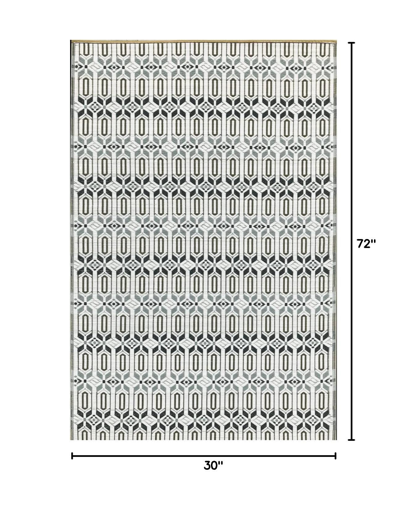 Mad Mats Geometric 5x8 Grey & White Reversible Outdoor Rug - Waterproof Plastic Patio Mat for Poolside, Deck, Porch, Camping & RV - Durable Floor Covering for Backyard, Mudroom & Outdoor Living Spaces