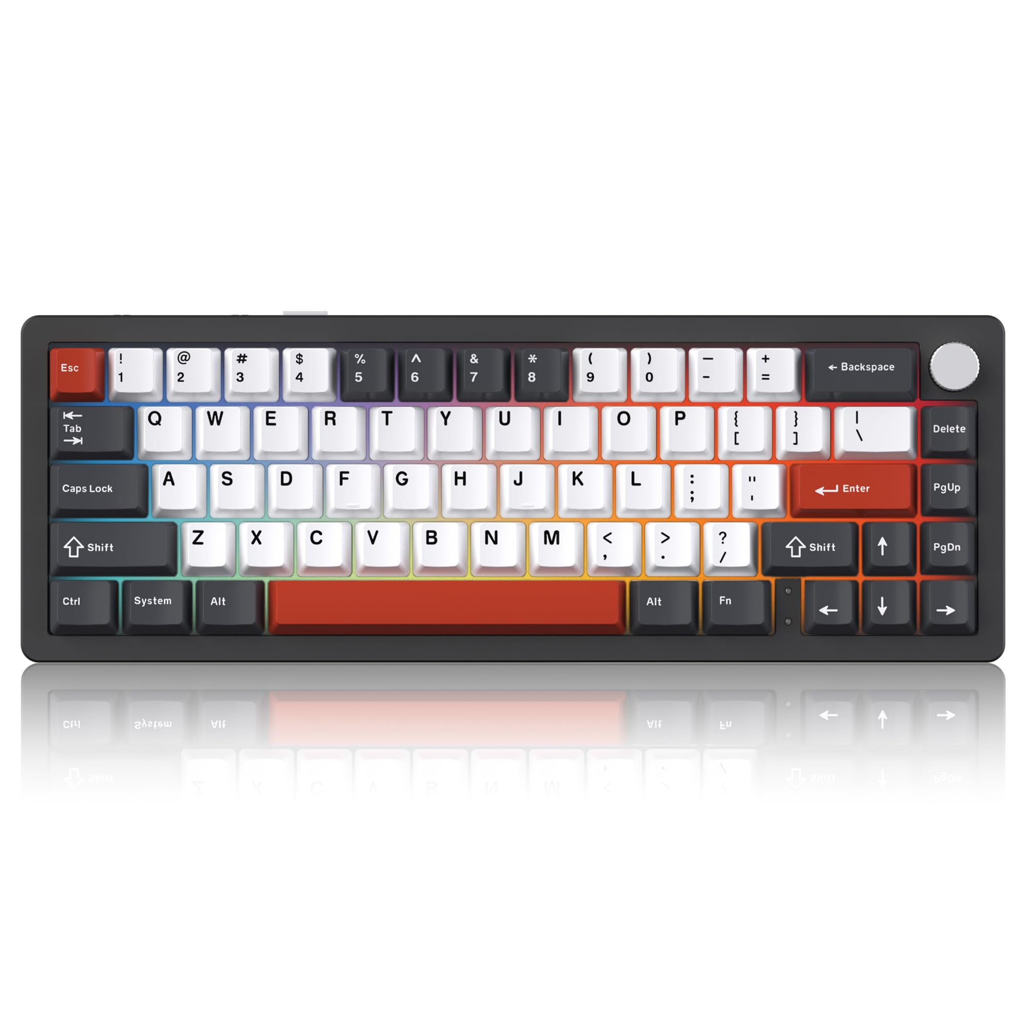 EMB Nabi Series NB1 65% Wireless Mechanical Gaming Keyboard - 66 Keys, CNC Aluminum Frame, RGB Backlit, Hot-Swappable Switches, 4600mAh Battery, Milk Linear Switches, Wired/Bluetooth/2.4G Connectivity (Black) | Perfect for PC Gaming, Office Work & Typing Enthusiasts