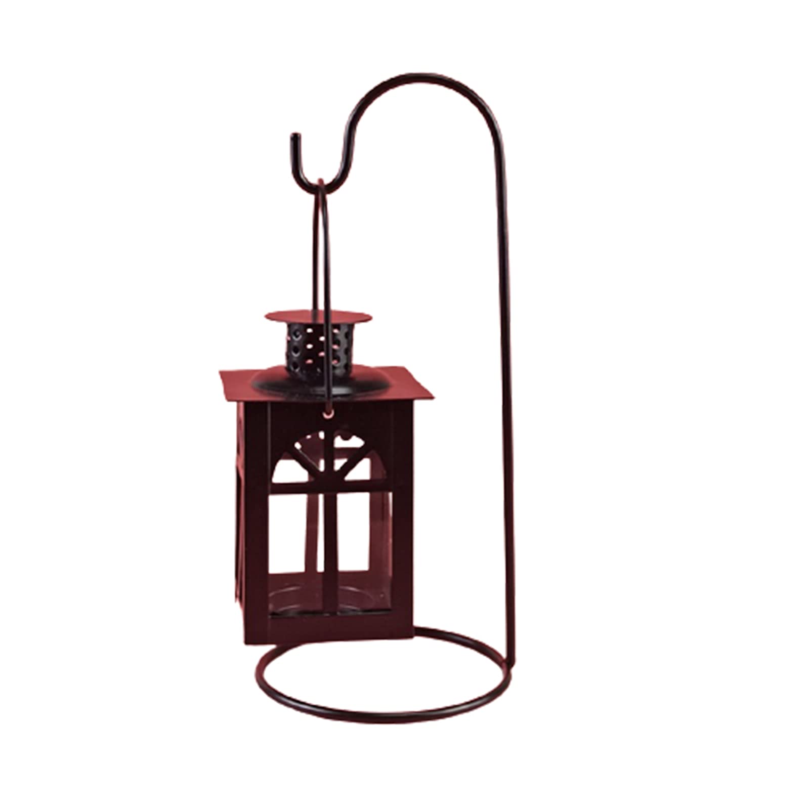 Vintage Wrought Iron Candlestick Holders with Hook - Windproof Tea Light Lantern Shelter for Tabletop, Wedding, Party & Holiday Decor (Black) | Perfect for Dining Tables, Fireplace Mantels & Outdoor Gatherings