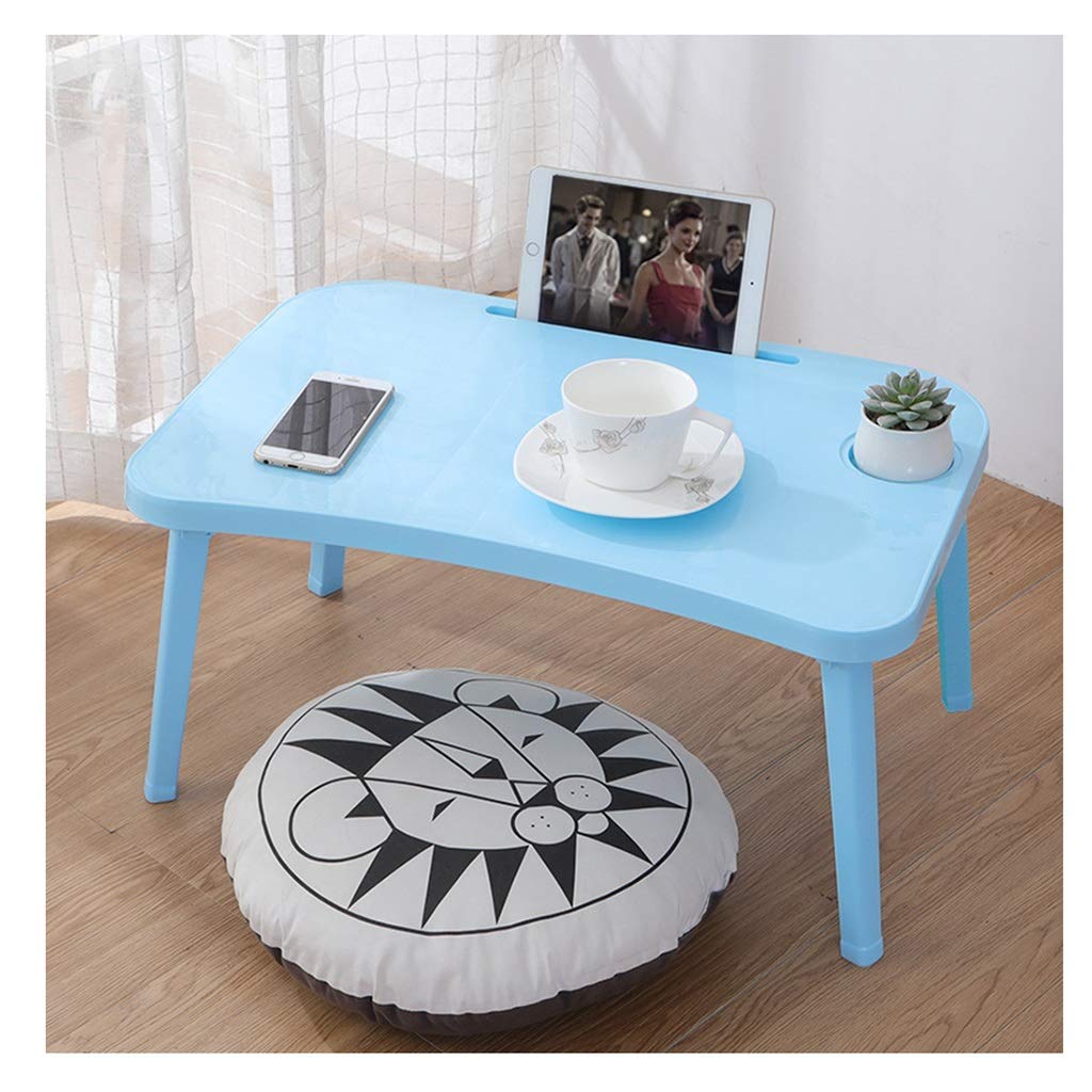 Adjustable Portable Folding Standing Laptop Desk - Ergonomic Bed Table & Sofa Tray with Book Holder | Multi-Purpose Notebook Stand for Home Office, Reading in Bed, Breakfast in Living Room (Blue)