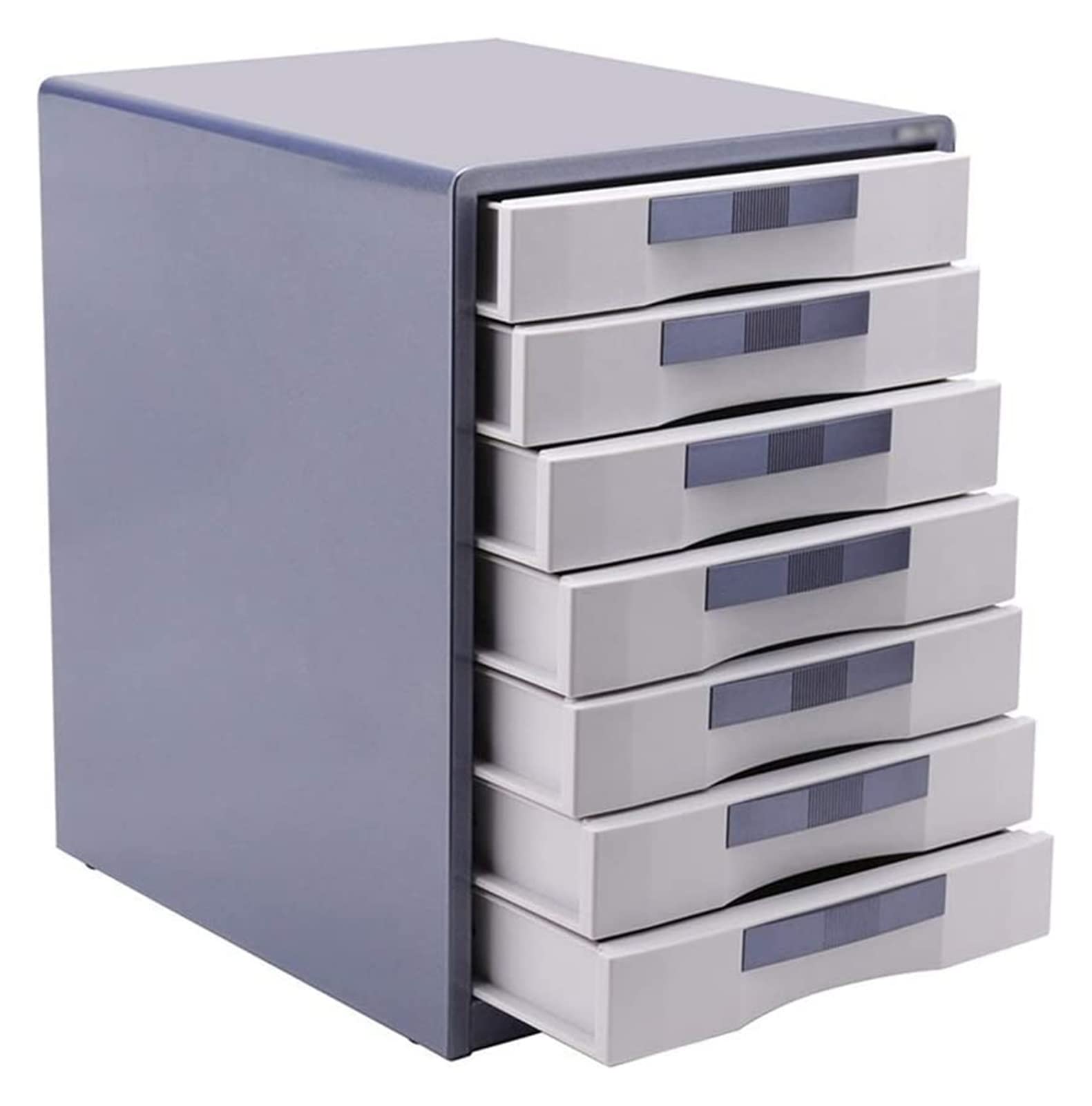 7-Drawer Lockable Metal File Cabinet - Mobile Office Storage Desk Organizer with Wheels, Blue (300x350x410mm) - Perfect for Home Office, Classroom & Small Business Document Organization