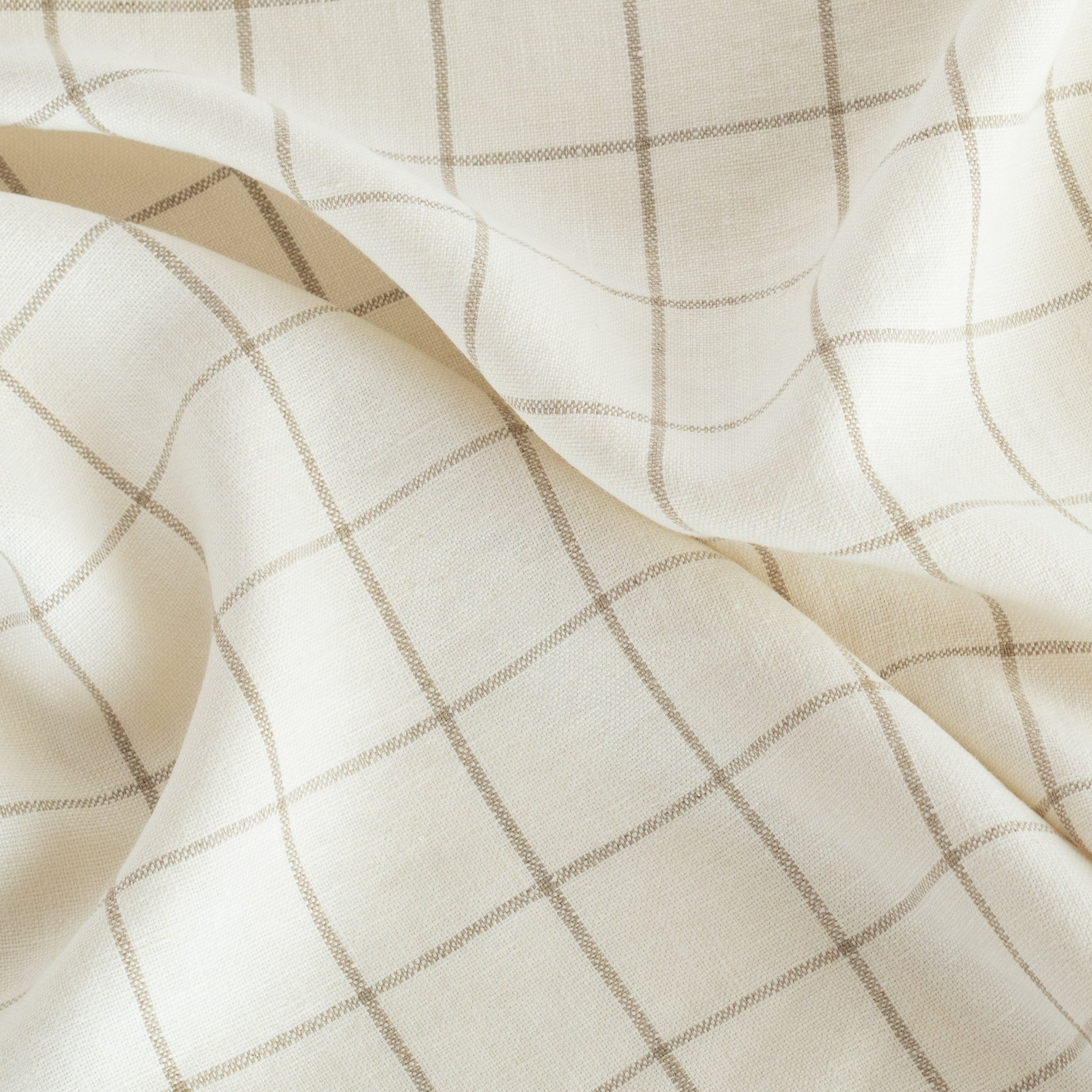 Premium Butler Check Fabric - Natural Cream Color, 100% Cotton, Ideal for Upholstery, Curtains & Home Decor Projects