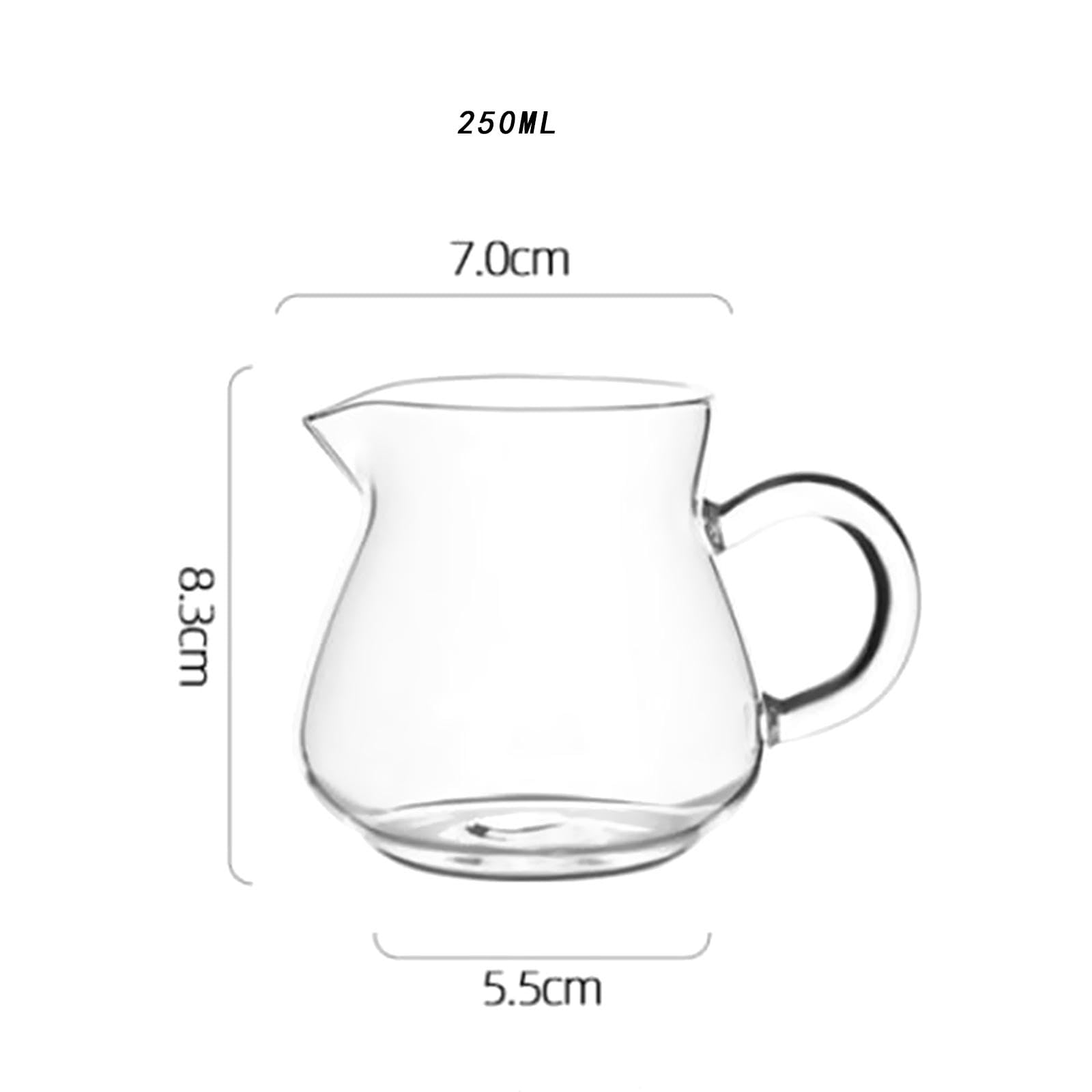 250ml Transparent Creamer Pitcher & Milk Jug - Mini Carafe for Tea, Coffee, Latte - 7x5.5x8.3cm - Perfect for Home, Café & Office Use