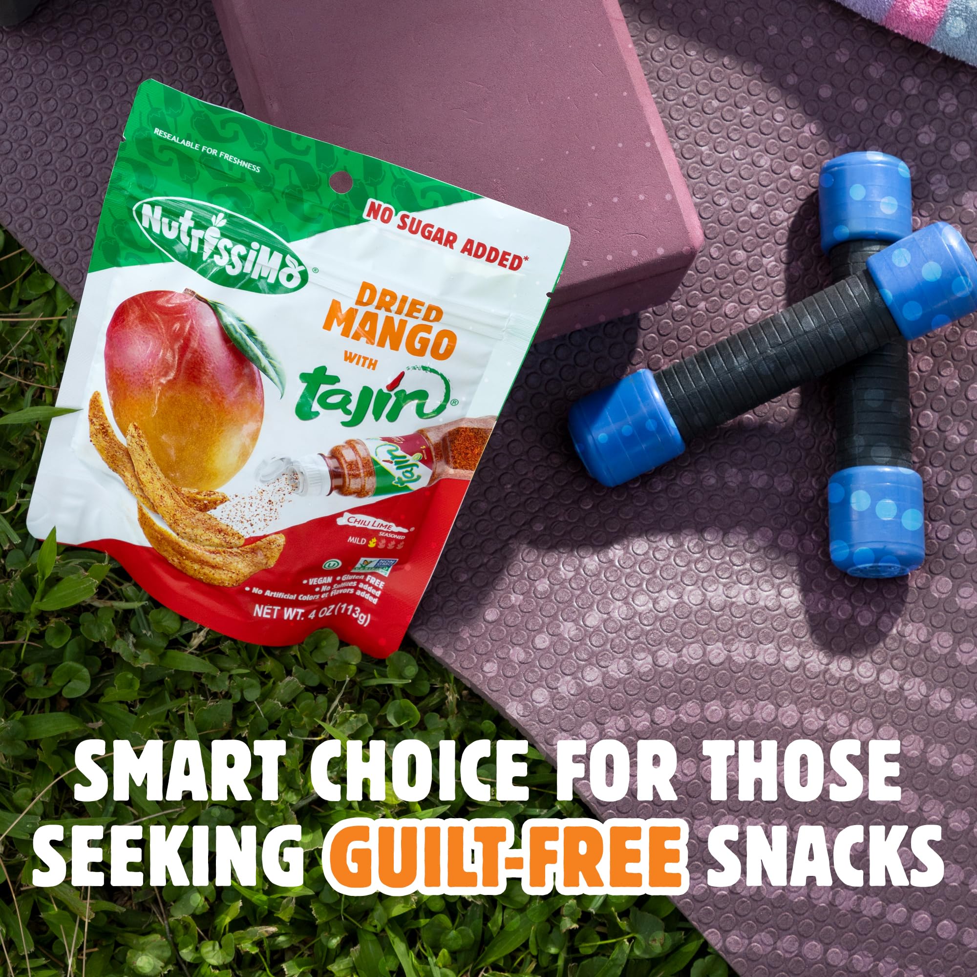 Nutrissimo Dried Mango with Tajin Seasoning - No Sugar Added, Gluten-Free, Vegan Fruit Snacks - 4oz (12 Pack) | Healthy On-the-Go Snack for Work, School & Travel