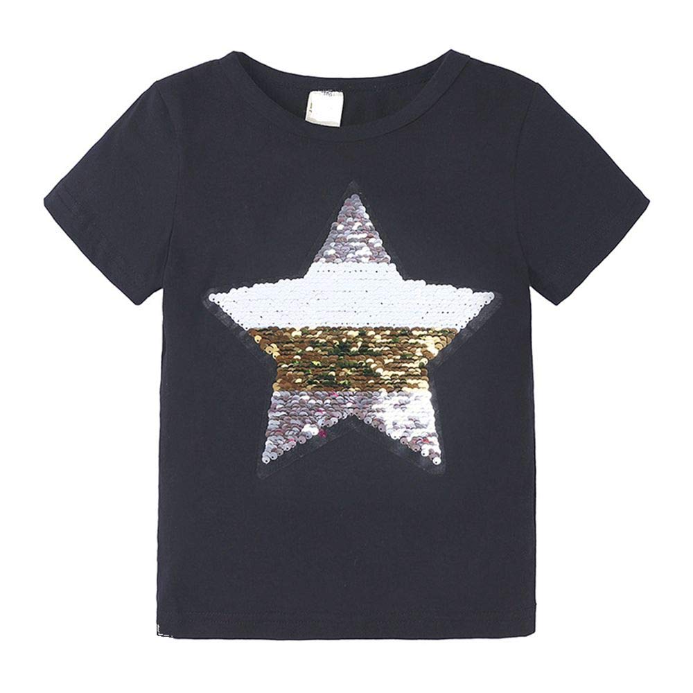 Kids' Magic Flip Sequins T-Shirt - Short Sleeve Crew Neck Top for Play & Parties