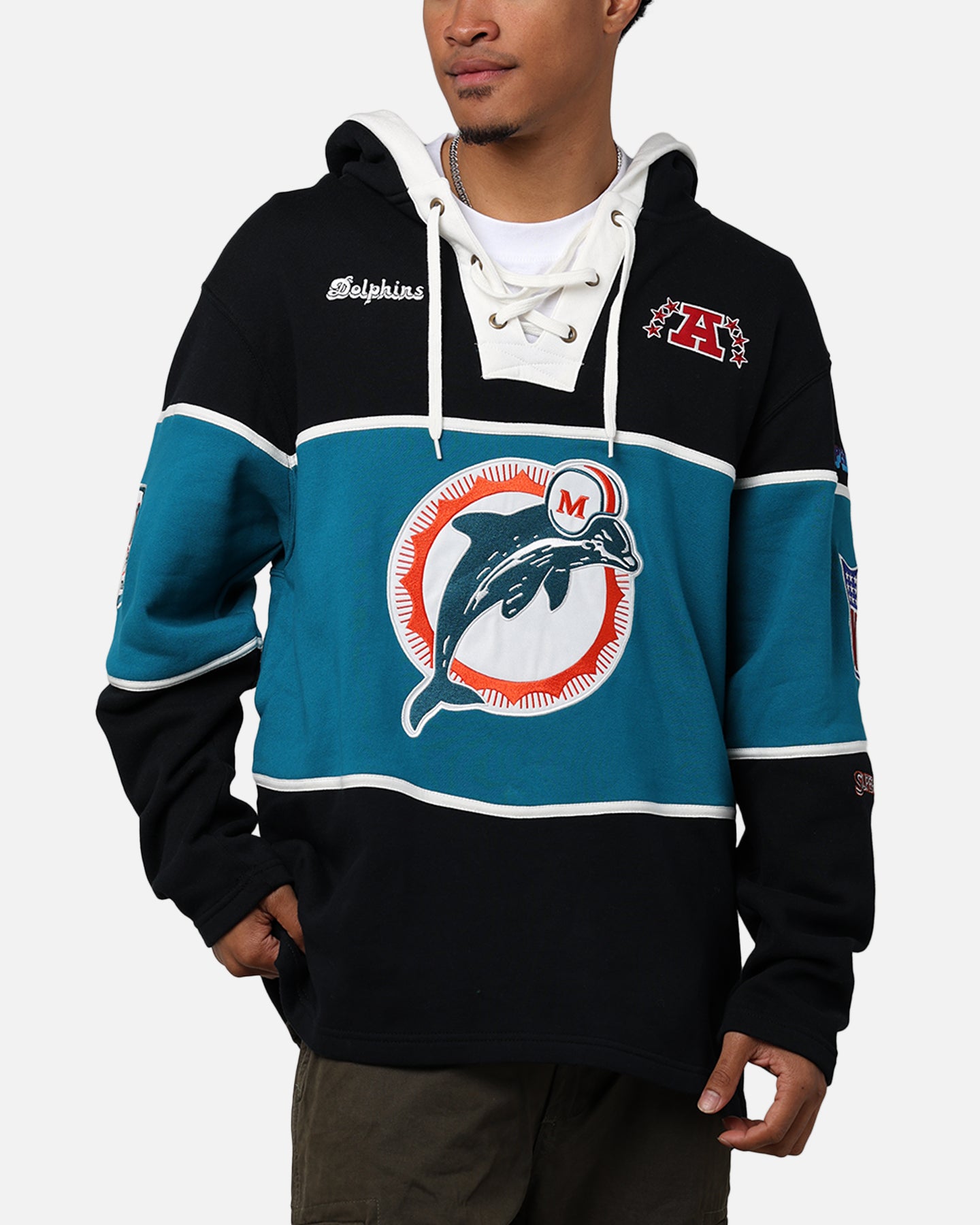 47 Brand Miami Dolphins Super Bowl Gridiron Lacer Hoodie - NFL Football Fan Apparel for Men & Women - Perfect for Game Day, Tailgating & Cold Weather