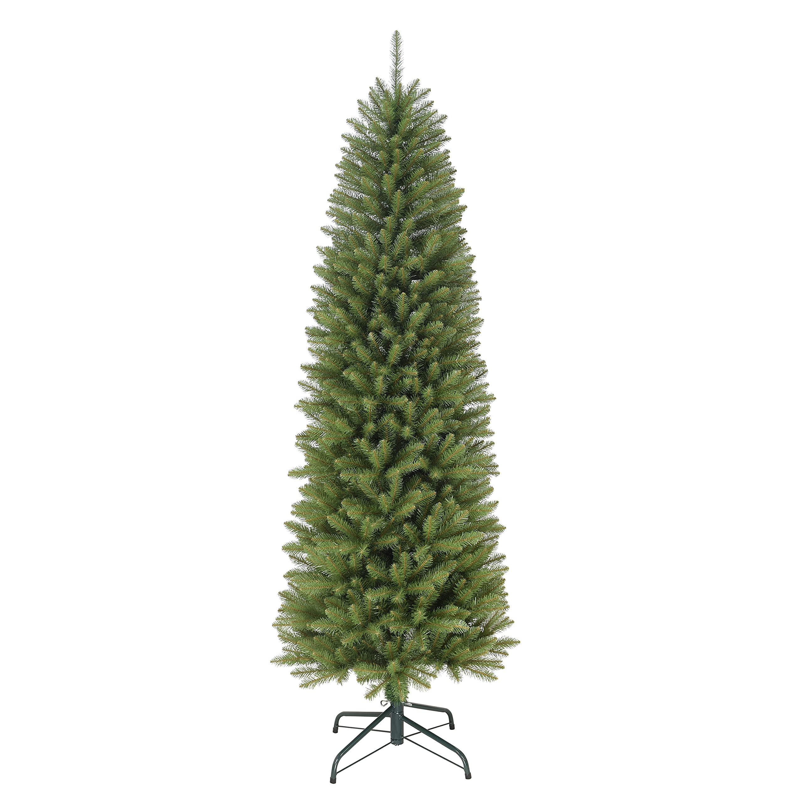 Puleo International 6.5ft Pre-Lit Pencil Fraser Fir Artificial Christmas Tree with Stand - Green Holiday Decor for Small Spaces (FFPT-65) | Perfect for Apartments, Offices & Cozy Home Decor