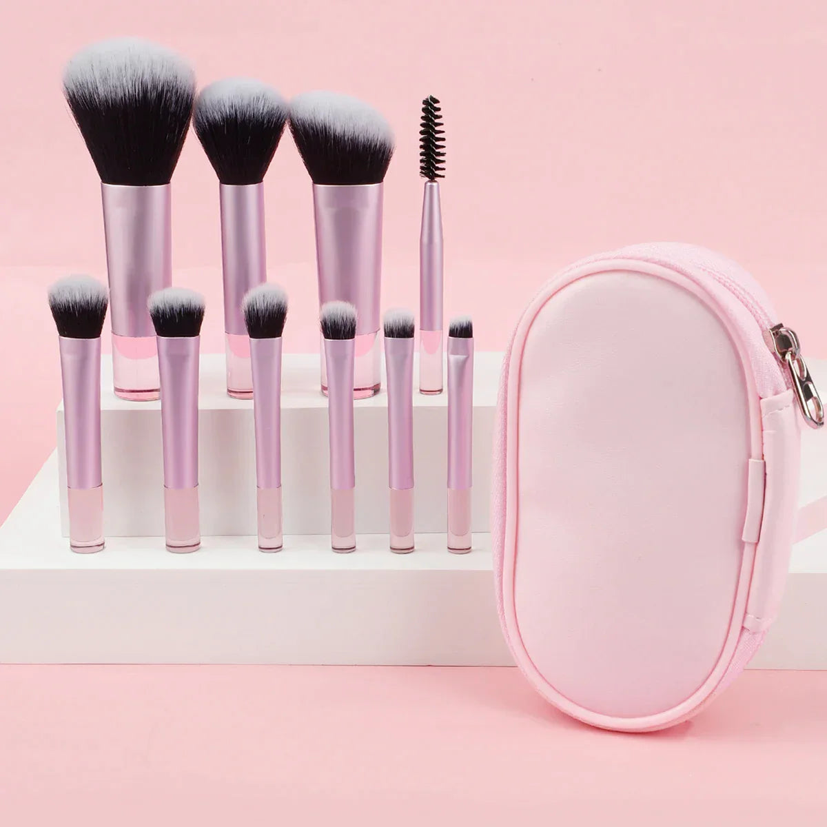 10-Piece Professional Makeup Brush Set - Soft Bristles for Foundation, Blending & Contouring - Perfect for Daily Makeup & Travel (Rose Gold)