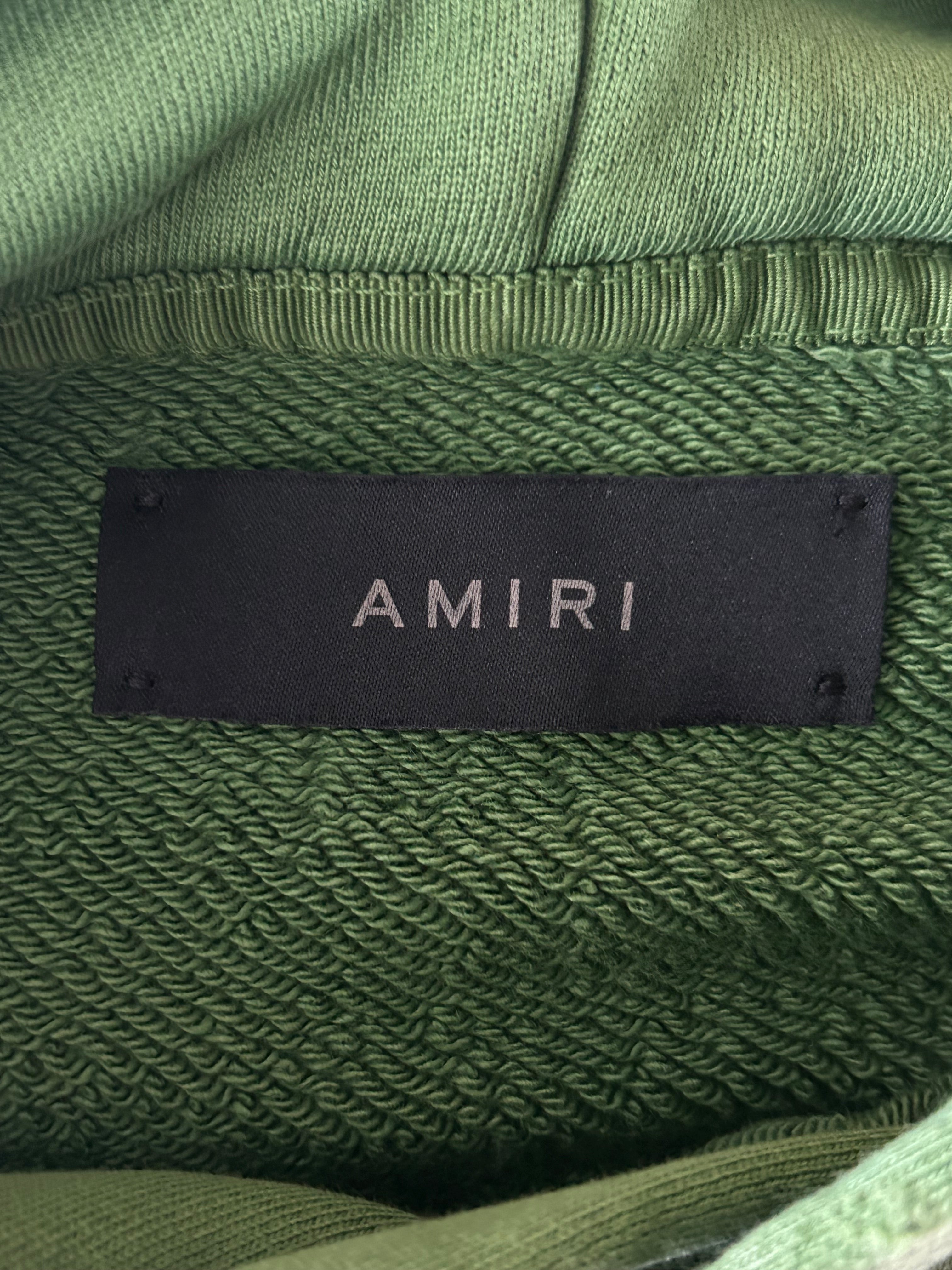 Amiri Green & Yellow Track Logo Hoodie for Men - Stylish Streetwear Pullover for Casual Outfits & Urban Fashion