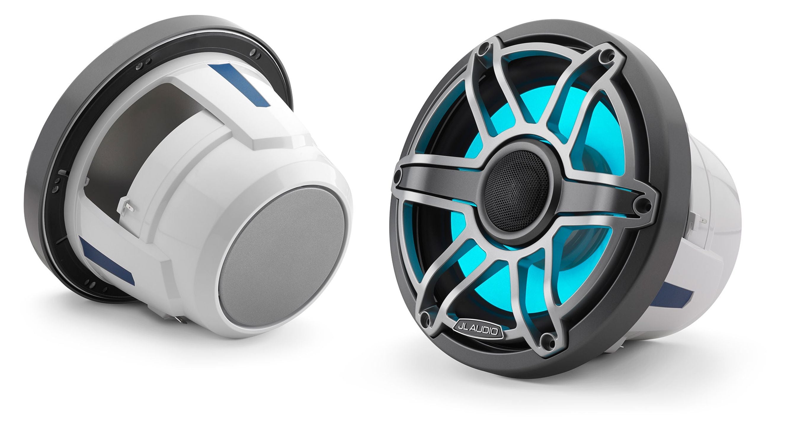 JL Audio M6 880X 8.8 Inch Marine Coaxial Speakers with Transflective LED Lighting - Waterproof Boat Audio System for Outdoor Marine & RV Use