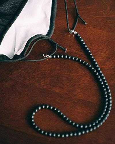 Black Onyx Beaded Face Mask Chain Lanyard for Men & Kids - 25