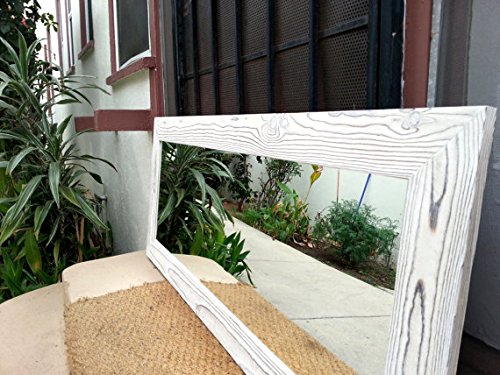 Reclaimed Wood Mirrors - Handcrafted White Wooden Wall Mirrors for Farmhouse, Rustic & Boho Home Decor - Perfect for Living Room, Bedroom & Bathroom