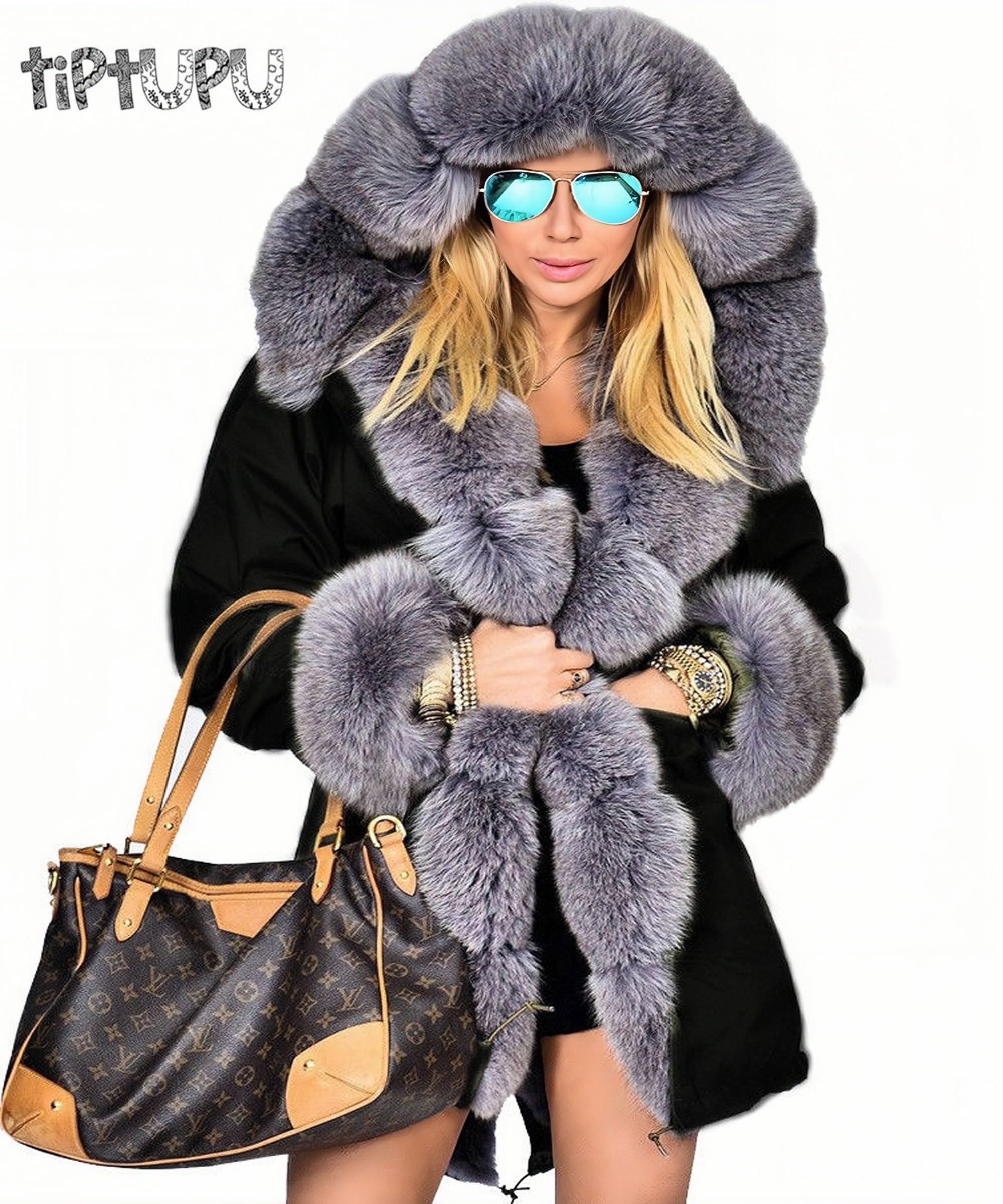 Women's Faux Fur Lined Winter Coat - Hooded Thick Warm Parka Jacket & Long Cardigan for Cold Weather | Perfect for Snow Days, Outdoor Activities & Fashion Layering