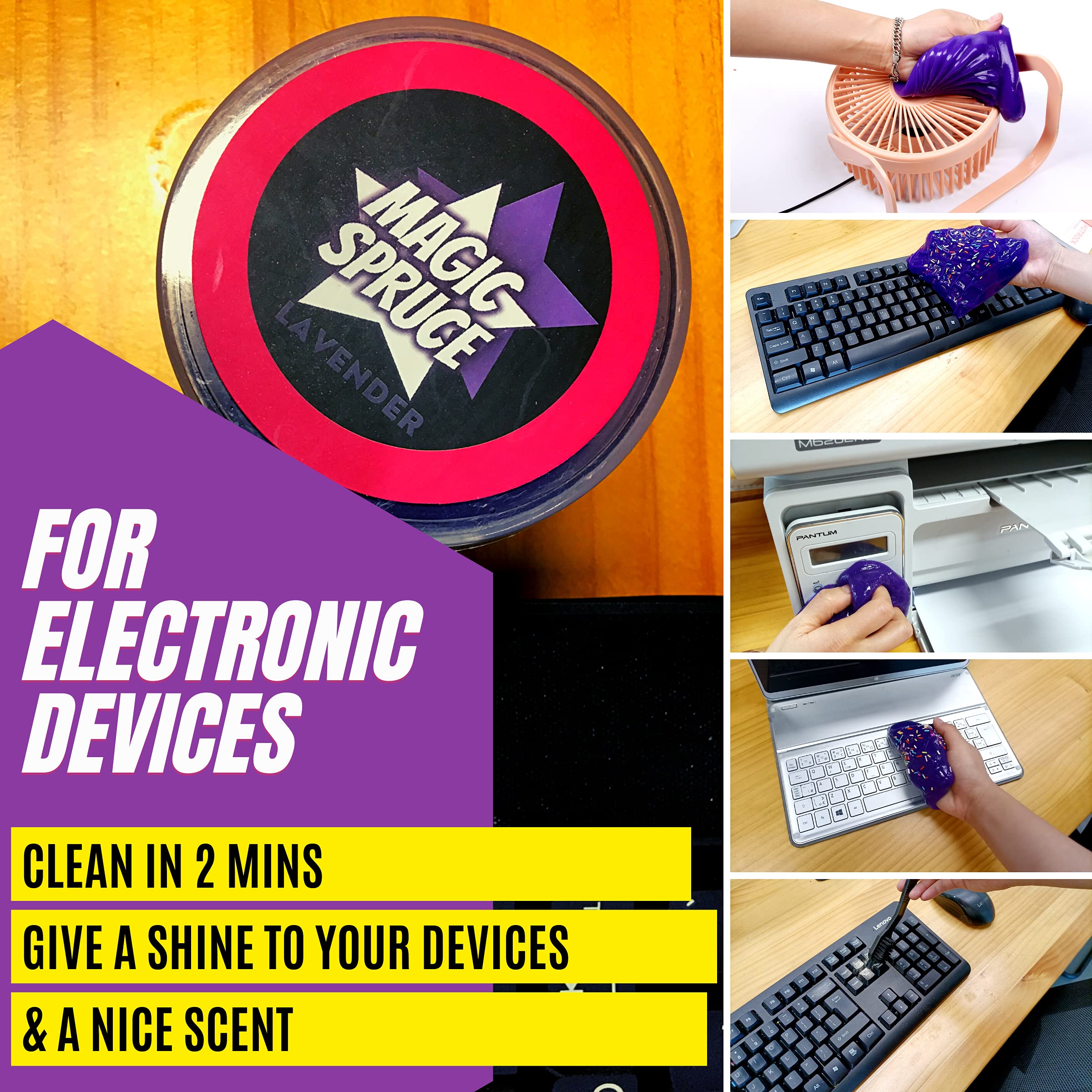 Magic Spruce Car Cleaning Gel Kit - 2 Pack with Brushes for Auto, Keyboard & PC Cleaning