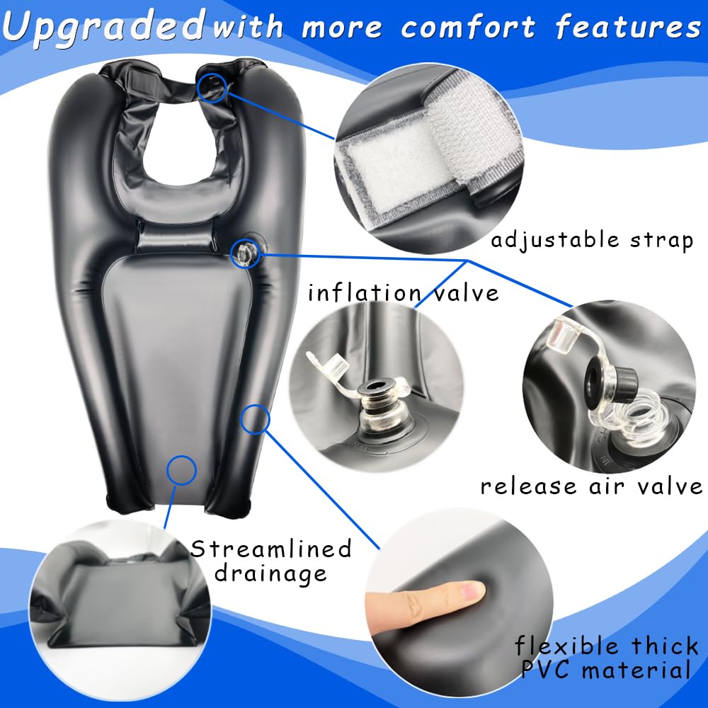 Portable Inflatable Shampoo Bowl - Lightweight Hair Washing Basin for Elderly, Disabled & Bedridden Patients - Adjustable Bedside Shampoo Tray for Home Care, Hospitals & Nursing Homes - Perfect for Pregnant Women & Post-Surgery Recovery