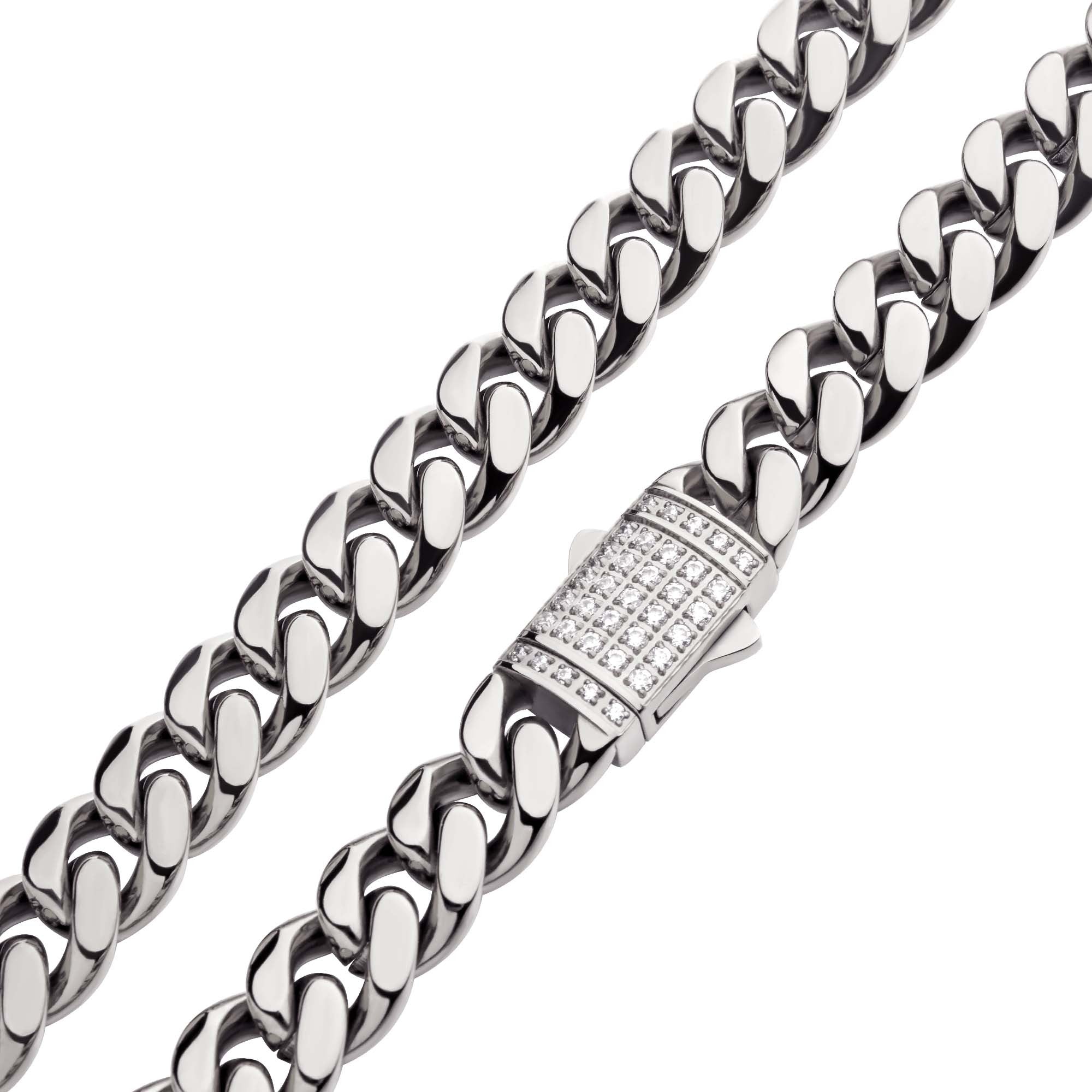 10mm Stainless Steel Miami Cuban Link Chain Necklace - CNC Precision Crafted with CZ Stones & Secure Double Tab Box Clasp - Perfect for Men's Hip-Hop Jewelry, Gift Giving and Streetwear Fashion